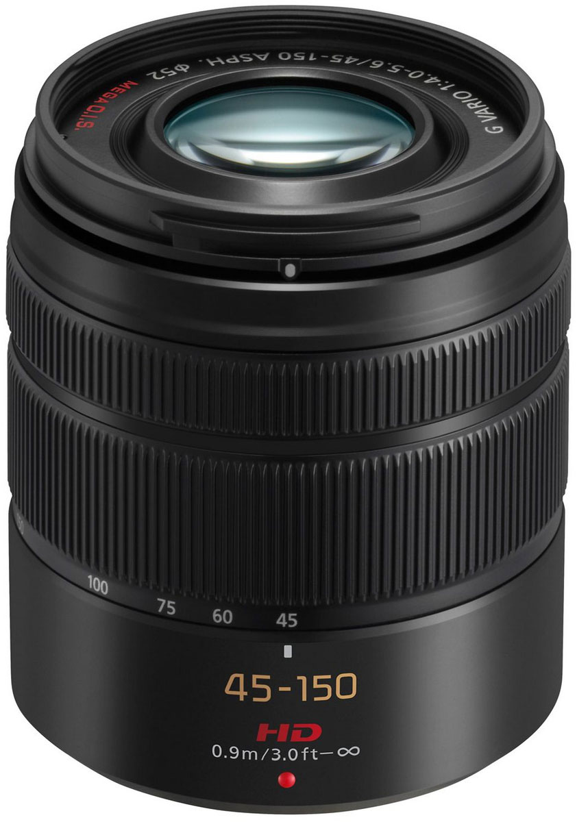 Panasonic Lumix G Vario 45-150mm/F4.0-5.6, Black телеобъектив (H-FS45150E-K)H-FS45150E-K Panasonic Lumix G Vario 45-150mm/F4.0-5.6, Black телеобъектив (H-FS45150E-K)H-FS45150E-KОбъектив Panasonic Lumix G Vario 45-150mm/F4.0-5.6 имеет компактные размеры и легкий вес.1 линза с ультравысоким показателем преломления и 2 асферических линзы позволили добиться равномерной резкости по всему полю кадра.Система оптической стабилизации MEGAO.I.S. эффективно компенсирует дрожание рукШаговый мотор обеспечивает плавную и бесшумную фокусировку, что полезно как при фото-, так и при видеосъемки.Поддержка контрастной системы автофокусировки круглое отверстие диафрагмы.