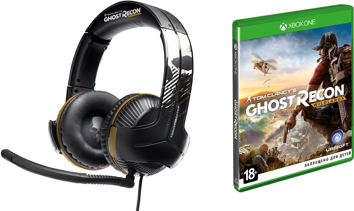 Thrustmaster Y350X Ghost Recon Wildlands игровая гарнитура для Xbox One/PC + игра Ghost Recon Wildlands для Xbox OneTHR69 Thrustmaster Y350X Ghost Recon Wildlands игровая гарнитура для Xbox One/PC + игра Ghost Recon Wildlands для Xbox OneTHR69Thrustmaster Y350X — эта игровая гарнитура, созданная в глобальном партнерстве с легендарным брендом Ghost Recon, обеспечивает идеальный звук на Xbox One и ПК с Windows 10!Высококачественные мощные 60-мм динамики - ощутите игровой раж благодаря суперусиленным басовым частотам! Двойное электроакустическое усиление басов благодаря специальному дизайну ушных чашек. Дополняется электронным усилением басов, встроенным непосредственно в контроллер.Технология 7.1 Virtual Surround Sound позволяет с точностью локализовать каждый звук в игре, обеспечивая максимальное погружение в борьбу! Теперь геймеры могут ощутить всю мощь взрывов и стрельбы - как в настоящей атаке. Слышать первым - реагировать первым - стрелять первым!100% пена с эффектом памяти на ушных подушках и оголовье обеспечивает исключительное удобство. Большие, супермягкие ушные подушки и мягкая пенная прокладка под дугой оголовья - для максимального комфорта и эффективной пассивной изоляции. В комплекте съемный регулируемый микрофон, предназначенный для улавливания исключительно голоса геймера для обеспечения четкой и максимально эффективной коммуникации с партнерами по команде.Моментальный доступ к аудиофункциям игры с точной индикацией. Благодаря цветовому обозначению функций геймеры в любой момент могут определить свои аудионастройки. Регулировка общего уровня громкости и громкости басов. Быстрая и точная настройка параметров.Гарнитура имеет функцию автопитания от встроенного в провод аккумулятора в Sound Commander. Она питает функции активного баса и виртуального объемного звука 7.1. Геймеры могут не прерывать игру благодаря функции зарядки во время игры.Требуется официальный игровой пульт Microsoft для ПК с Windows 10.