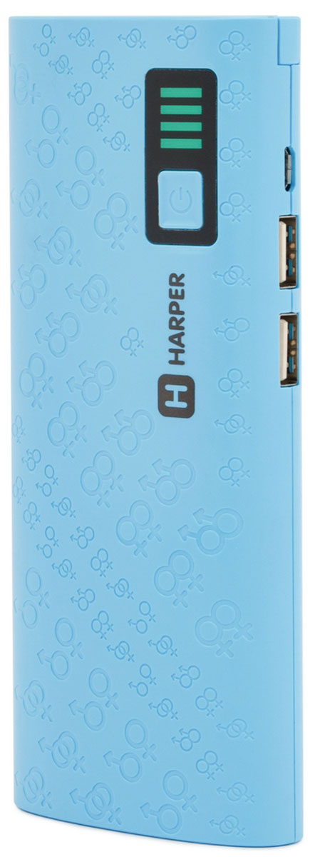 Harper PB-10007, Blue внешний аккумулятор (10000 мАч)H00001313 Harper PB-10007, Blue внешний аккумулятор (10000 мАч)H00001313Harper PB-10007 – компактный, удобный, стильный и очень емкий внешний аккумулятор для ваших гаджетов.С Harper PB-10007 емкостью в 10000 мАч вы сможете неоднократно перезарядить практически любой смартфон (даже с аккумулятором повышенной емкости) или другую портативную технику.Пауэрбанк оснащен встроенной защитой от коротких замыканий (устройство отключится автоматически), а также специальным смарт-чипом, который отслеживает ток заряда и выстраивает верный алгоритм подачи собственного тока на потребителей.Два USB порта позволяют осуществить одновременное подключение внешних устройств. А для оптимального потребления порты имеют разные значения силы тока (для более слабых и мощных устройств).Подвижная панель со светодиодами позволяет не только использовать Harper PB-10007 в качестве ручного фонаря, но и подсветить USB-разъемы при подключении гаджетов.Любая индикация, как бы мало она не потребляла тока, разряжает встроенный аккумулятор. Инженеры Harper пошли другим путем, отключив автоматическое отображение уровня оставшегося заряда для его экономии. Процедуру можно запустить простым нажатием на кнопку питания. Шкала представляет собой 4 светодиода, каждый из которых соответствует 25% от общего уровня заряда.