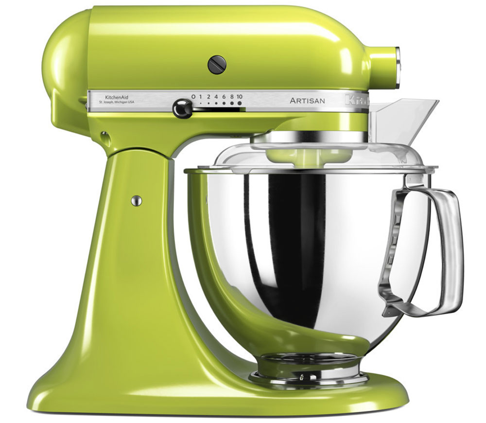 KitchenAid Artisan, Green миксер планетарный (5KSM175PSEGA)5KSM175PSEGA KitchenAid Artisan, Green миксер планетарный (5KSM175PSEGA)5KSM175PSEGAМиксер KitchenAid 5KSM175PSEGA - уникальное многофункциональное устройство, практически не имеющее аналогов на рынке техники для дома и кухни. Легендарный бренд, чья история насчитывает уже более 90 лет, завоевал сердца домохозяек благодаря своей невероятной надежности, долговечности и отменному качеству.Процесс производства миксеров KitchenAid не оставляет сомнений в долговечности этого прибора. Литые детали механизма изготовлены из высококачественной стали. Ручная сборка и тщательная подгонка частей привода обеспечивают низкий уровень шума и вибрации, являются гарантией безупречной работы прибора.Классический дизайн миксеров KitchenAid Artisan станет украшением интерьера любой кухни. Одна из отличительных особенностей этой серии – богатая цветовая гамма. На выбор покупателей предлагаются модели почти двух десятков разнообразных оттенков.Откидывающаяся головка миксера KitchenAid Artisan позволяет легко менять насадки и устанавливать чашу.Миксер имеет 10 скоростных режимов, от медленного смешивания до высокоскоростного взбивания. Базовая комплектация миксера включает: чашу объемом 4,83 л., крюк для теста, венчик для взбивания, насадку-лопатку для перемешивания, крышку для чаши (дежи) и защитный обод с воронкой для засыпания продуктов. Этого набора достаточно, чтобы миксер успешно выполнял базовые функции.В передней части привода миксера имеется еще одно гнездо для подсоединения дополнительных насадок. Они позволяют значительно расширить функции миксера, превращая его в настоящий кухонный комбайн. В дополнение к миксеру можно купить: насадку-мясорубку, насадку для наполнения колбасной оболочки, овощерезку, насадку протирку для фруктов и овощей, чашу для приготовления мороженого, насадку-мельницу, насадки для нарезки лапши и спагетти, пресс для пасты и макарон, насадку для равиоли, насадку-консервный нож, соковыжималку для цитрусовых и т.д.
