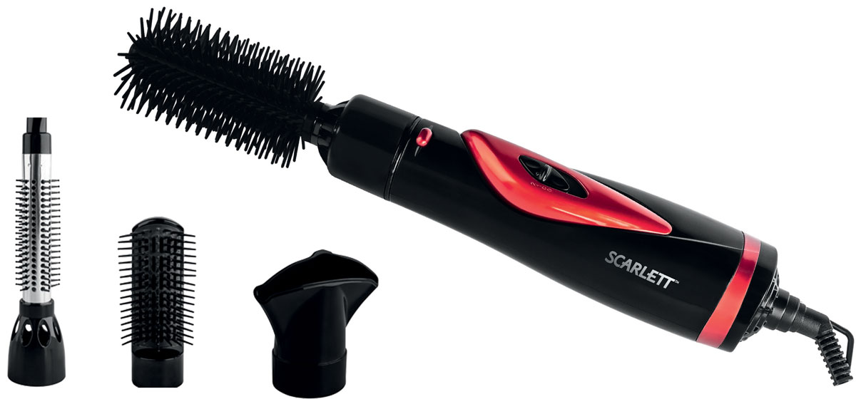 Scarlett SC-HAS73I04, Black фен-щеткаSC-HAS73I04 Scarlett SC-HAS73I04, Black фен-щеткаSC-HAS73I04Фен-щетка Scarlett SC-HAS73I04 правильное решение для красоты волос. Благодаря 2 режимам мощности потока воздуха вы с легкостью сможете подобрать для себя наиболее оптимальный вариант.Решетка имеет турмалиновое покрытие, что обеспечивает бережную укладку и блеск волос. Во время сушки волос происходит ионизация, которая не только придает блеск волосам, но и снимает статическое напряжение.Благодаря холодному обдуву происходит качественная фиксация прически. Для снятия насадок имеется специальная кнопка.Насадка с убирающимися зубчиками..Круглая насадка-щетка для коротких и средней длинны волос для создания мягких локонов.Насадка – сопло для произвольной сушки волос.Плоская насадка – расческа для сушки волос и придания прикорневого объема на волосах любой длины.