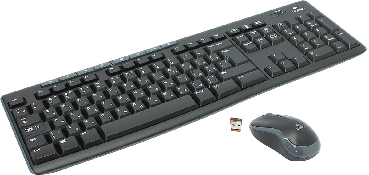 Logitech MK270 (920-004518) клавиатура + мышь920-004518 Logitech MK270 (920-004518) клавиатура + мышь920-004518Logitech MK270 (920-004518) - надежный беспроводной комплект клавиатура + мышь с миниатюрным приемником Logitech Unifying.Беспроводная связь на большом расстоянии:Технология беспроводной связи Logitech Advanced 2.4 Ггц обеспечивает быстрое, надежное соединение в радиусе 10 метров практически без задержек и перерывов.Переносная мышь:Благодаря удобному размеру и миниатюрному приемнику компактная мышь всегда с Вами, когда с Вами компьютер.Увеличенный срок службы батарей:Срок службы батарей 24 месяца для клавиатуры и 12 месяцев для мыши, а также переключатель Вкл./Выкл. позволяют работать много месяцев без замены батарей.Восемь функциональных клавиш:Теперь часто используемые команды всегда будут у вас под рукой благодаря восьми функциональным клавишам для быстрого доступа к фильмам, музыке, Интернету, электронной почте, а также для воспроизведения, паузы, регулировки громкости и т.д.Технология Plug-and-play: удобство подключения:Настройка еще никогда не была настолько простой: достаточно вставить беспроводной приемник в USB-разъем компьютера — и можно немедленно начинать общение в QQ, делать покупки в Taobao и выполнять поиск в Baidu без какого-либо программного обеспечения.