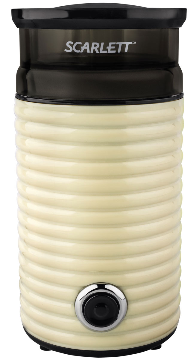 Scarlett SC-CG44502, Beige кофемолкаSC-CG44502 Scarlett SC-CG44502, Beige кофемолкаSC-CG44502Электрическая кофемолка Scarlett SC-CG44502 - отличный выбор для любителей бодрящего и крепкого кофе. С ее использованием вы получите свежемолотый кофе непосредственно перед его завариванием, что усилит вкус и аромат напитка. Кофемолка снабжена импульсным режимом. Рабочий нож выполнен из высококачественной нержавеющей стали.
