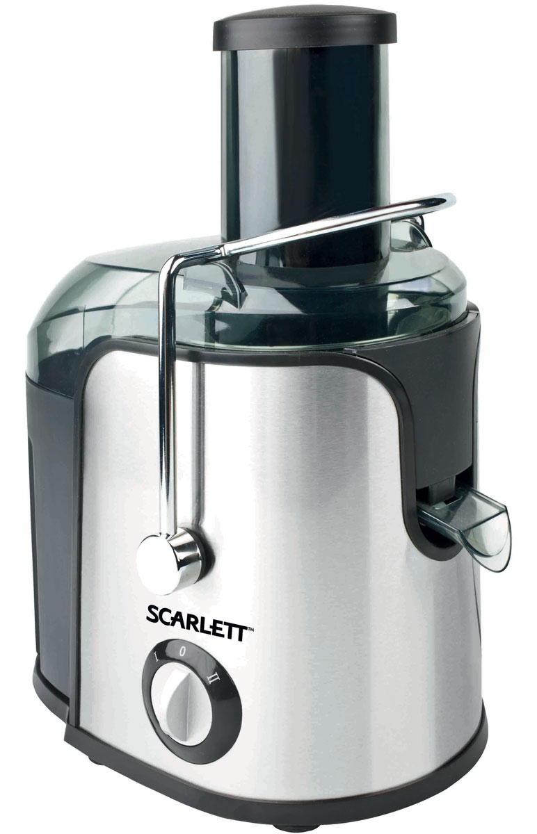 Scarlett SC-JE50S11, Stainless Steel соковыжималкаSC-JE50S11_S Scarlett SC-JE50S11, Stainless Steel соковыжималкаSC-JE50S11_SСоковыжималка Scarlett SC-JE50S11 - это отличный вариант для приготовления свежевыжатого сока каждый день. Она предназначена для отжима сока из любых овощей и фруктов.Модель оснащена удобным загрузочным лотком диаметром 75 мм с возможностью отжимать сок из целых плодов, не очищая и не разрезая их на части. Две скорости работы предназначены для мягких и более твердых плодов.Титановое покрытие Durable Titanium сетчатого фильтра для сока гарантирует длительный срок службы прибора, а также способствует сохранению витаминов и ферментов в соке благодаря химической нейтральности к натуральным кислотам.Сливной носик с блокировкой подачи сокаАвтоматическая блокировкаОтделка корпуса из нержавеющей стали