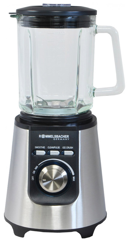 Rommelsbacher MX 850, Silver блендерMX 850 Rommelsbacher MX 850, Silver блендерMX 850Блендер Rommelsbacher MX 850 мощностью 850 Вт позволят сделать ваш повседневный рацион питания более разнообразным. Данная техника рассчитана на измельчение разных видов продуктов. При помощи него вы без труда измельчите овощи, смешаете любые ингредиенты, приготовите коктейли и соки, взобьете кремы и многое другое. При своей высокой функциональности блендер не занимает много места на кухонном столе. Он весьма компактен, а наличие нескольких режимов работы позволит без труда получить желаемый результат при измельчении продуктов.Пользоваться настольным блендером Rommelsbacher MX 850 настоящее удовольствие. Включив прибор в сеть, вам потребуется лишь загрузить продукты в емкость и выбрать подходящий режим работы. Всего лишь несколько секунд потребуется для измельчения или смешивания продуктов.
