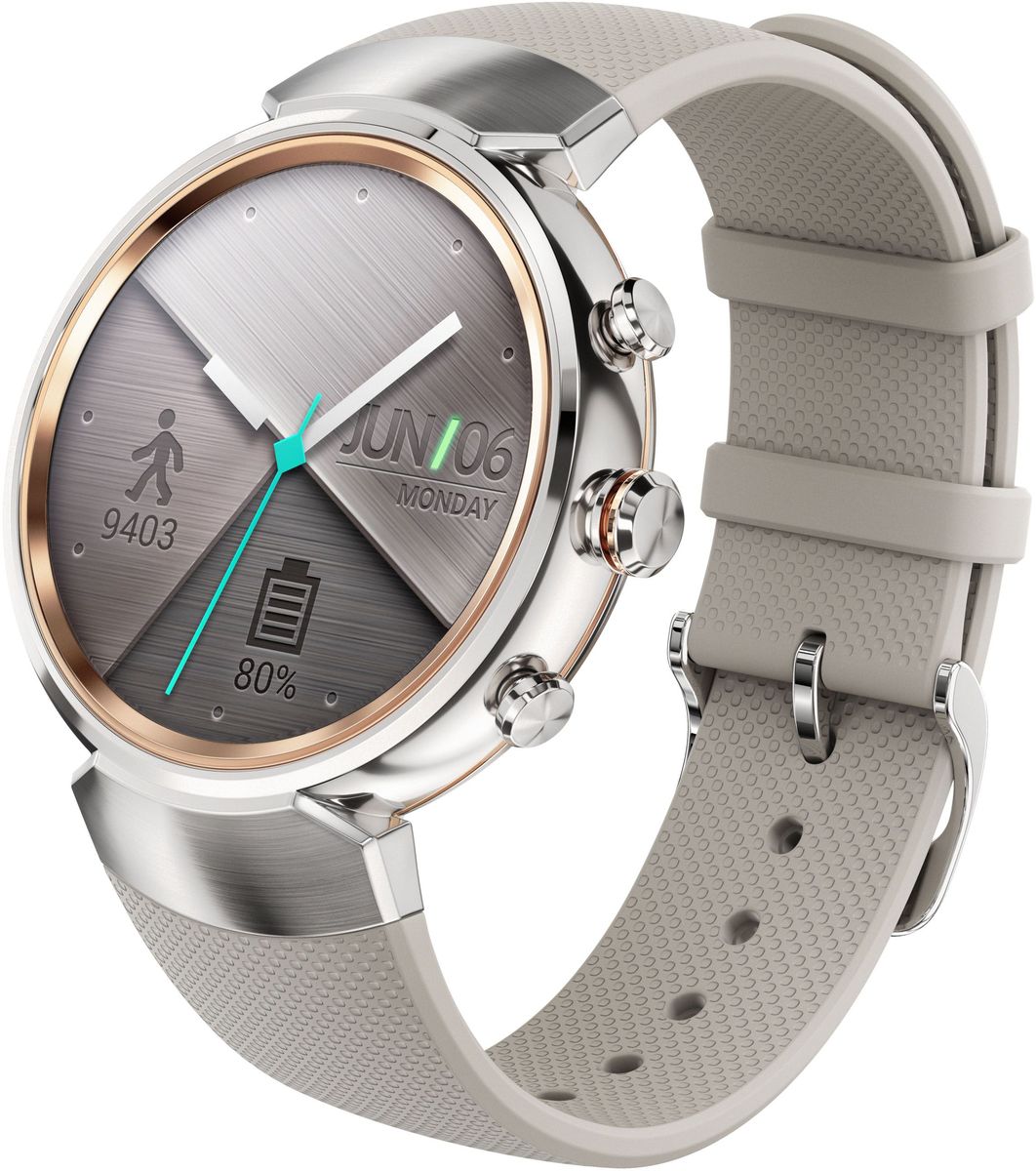 ASUS ZenWatch 3 WI503Q, Silver смарт-часыWI503Q-2RBGE0013 ASUS ZenWatch 3 WI503Q, Silver смарт-часыWI503Q-2RBGE0013ASUS ZenWatch 3 - это современное цифровое устройство, выполненное в соответствии с давними традициями часового искусства из высококачественных материалов и с вниманием к каждой детали. Эти часы умеют делать гораздо больше, чем просто показывать время, а благодаря широким возможностям по персонализации их интерфейса вы легко можете настроить их по своему вкусу. Длительное время автономной работы и технология быстрой подзарядки аккумулятора делают ASUS ZenWatch 3 по-настоящему мобильным устройством, которое всегда будет готово к работе.Своим внешним видом ASUS ZenWatch 3 ближе к традиционным часам, чем к современным цифровым гаджетам. Их стильный дизайн вдохновлен образом солнечного затмения, а широчайшая функциональность реализована с безупречным мастерством.Корпус часов ZenWatch 3 изготовлен из ювелирной нержавеющей стали марки 316L, которая наделяет их не только превосходным внешним видом, но и долговечностью, ведь ее прочность на 82% выше по сравнению с обычной сталью. Высокий статус устройства подчеркивает тонкая отделка оправы.В облике нового устройства ASUS можно отметить необычные для умных часов элементы, а именно три боковых кнопки. Верхняя кнопка является программируемой. Она предоставляет доступ к любимому приложению или функции. Средняя кнопка переключает часы в различные режимы работы, а нижняя моментально активирует специальный энергосберегающий режим.Три визуальных темы и более 50 эксклюзивных вариантов циферблата, с которыми поставляются часы ZenWatch 3, позволяют легко настроить их внешний вид по своему вкусу.Часы ZenWatch 3 помогают структурировать различную информацию - сообщения от друзей, напоминания о запланированных встречах, прогноз погоды и многое другое - и выдают ее в нужный момент в удобном для восприятия формате.ZenWatch Manager - это приложение для смартфонов, которое предназначено для управления различными функциями часов ZenWatch 3. С его помощью можно выбрать циферблат и вывести на экран до трех информационных виджетов.Работая совместно с аналогичным приложением для смартфона, фитнес-приложение ASUS ZenFit автоматически подсчитывает количество сделанных пользователем шагов и представляет четкую картину его общей физической активности. С его помощью можно отслеживать выполнение упражнений различных типов (приседания, отжимания, бег) и задавать цели, которых вы стремитесь достичь своими тренировками. Причем заниматься с часами ZenWatch 3 можно в любую погоду. Обычный ливень для них не представляет никакой опасности, ведь они обладают рейтингом водостойкости IP67, а это значит, что устройство не сломается, даже если продержать его под водой на глубине до 1 метра в течение получаса.Часы ZenWatch 3 работают на базе новейшего процессора Qualcomm Snapdragon Wear 2100, который потребляет на 25% меньше электроэнергии, чем его предшественник Snapdragon 400. Кроме того, в специальном энергосберегающем режиме, который можно активировать одним нажатием на нижнюю кнопку часов, время автономной работы устройства продлевается более чем в 2 раза. При этом также отключается сетевой интерфейс и извещения, поэтому данный режим подходит для тех моментов, когда вас нельзя беспокоить. Также стоит отметить технологию ускоренной подзарядки HyperCharge, благодаря которой можно поднять уровень заряда аккумулятора часов от 0% до 60% всего за 15 минут. Зарядное устройство обладает удобным разъемом с магнитным креплением. Для еще большей мобильности можно приобрести опциональный дополнительный аккумулятор, который увеличивает время автономной работы на 40%, ничуть не компрометируя стильный внешний вид часов.Операционная система: Android WearОперативная память: 512 MB
