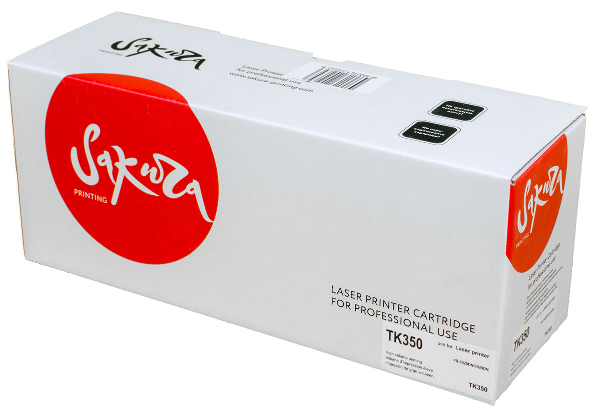 Sakura TK350, Black тонер-картридж для Kyocera FS-3920DN/3925DNSATK350 Sakura TK350, Black тонер-картридж для Kyocera FS-3920DN/3925DNSATK350Тонер-картридж Sakura TK350 для лазерных принтеров Kyocera FS-3920DN/3925DN является альтернативным решением для замены оригинальных картриджей. Он печатает с тем же качеством и имеет тот же ресурс, что и оригинальный картридж. В картриджах компании Sakura используется химический синтезированный тонер, который в отличие от дешевого тонера из перемолотого полимера, не царапает, а смазывает печатающий вал, что приводит к возможности многократных перезаправок картриджей. Такой подход гарантирует долгий срок службы принтера, превосходное качество и стабильность печати.Тонер-картриджи Sakura производятся при строгом соответствии стандартам ISO 9001 и ISO 14001, что подтверждено международными сертификатами.