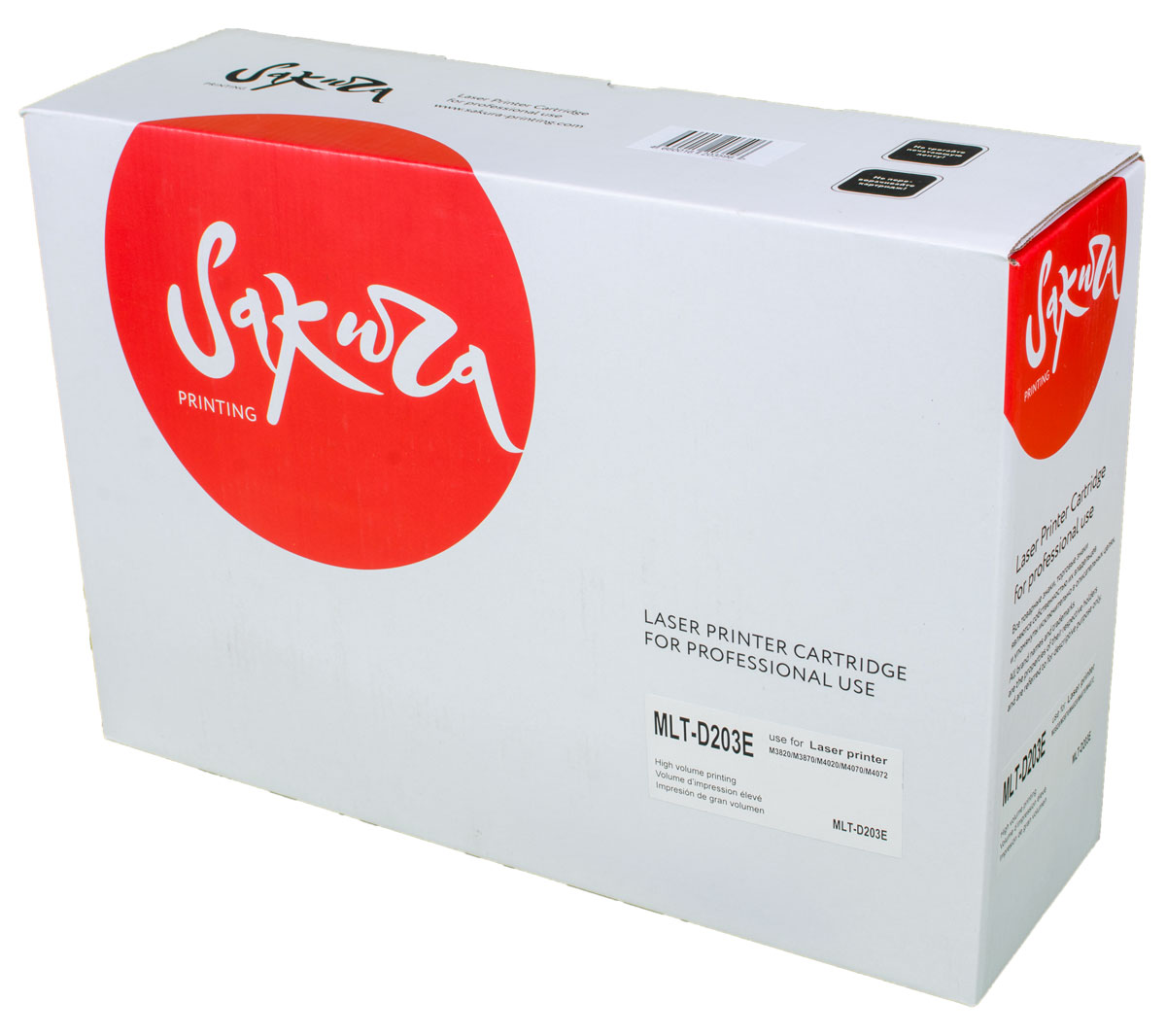 Sakura MLT-D203E, Black тонер-картридж для Samsung SL-M3820/M3870/M4020/M4070/M4072SAMLTD203E Sakura MLT-D203E, Black тонер-картридж для Samsung SL-M3820/M3870/M4020/M4070/M4072SAMLTD203EТонер-картридж Sakura MLT-D203E для лазерных принтеров Samsung SL-M3820/M3870/M4020/M4070/M4072 является альтернативным решением для замены оригинальных картриджей. Он печатает с тем же качеством и имеет тот же ресурс, что и оригинальный картридж. В картриджах компании Sakura используется химический синтезированный тонер, который в отличие от дешевого тонера из перемолотого полимера, не царапает, а смазывает печатающий вал, что приводит к возможности многократных перезаправок картриджей. Такой подход гарантирует долгий срок службы принтера, превосходное качество и стабильность печати.Тонер-картриджи Sakura производятся при строгом соответствии стандартам ISO 9001 и ISO 14001, что подтверждено международными сертификатами.