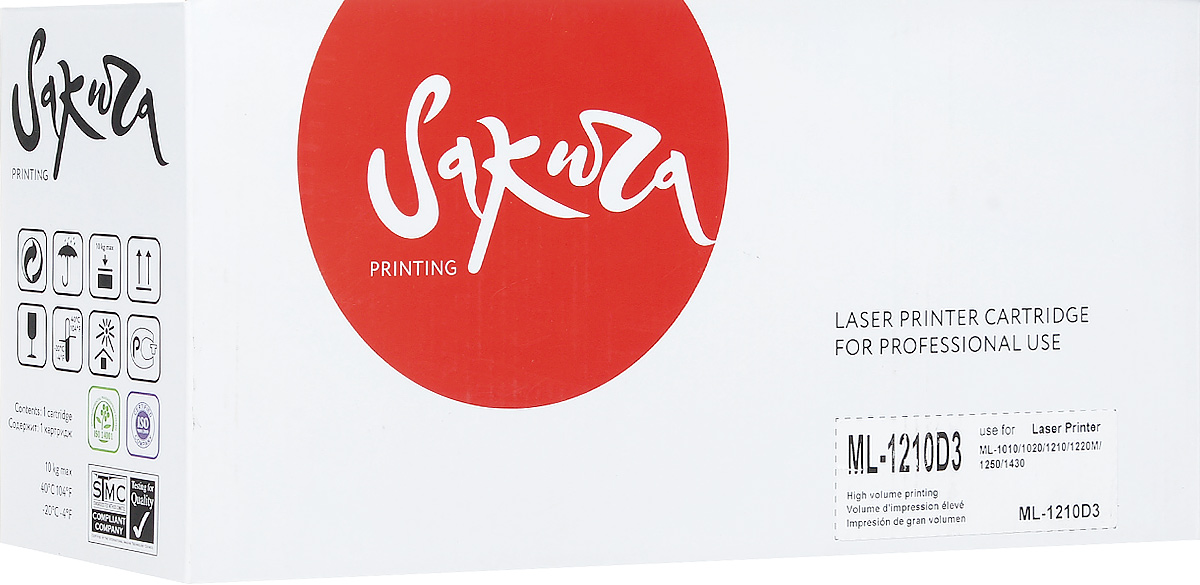 Sakura ML1210U, Black тонер-картридж для Samsung ML-1010/1020/1210/1220M/1250/1430SAML1210U Sakura ML1210U, Black тонер-картридж для Samsung ML-1010/1020/1210/1220M/1250/1430SAML1210UЛазерный картридж Sakura ML1210U подойдет для постоянной печати на различных моделях устройств. Он совместим с принтерами Samsung ML-1010/1020/1210/1220M/1250/1430, и разработан по современным технологиям.