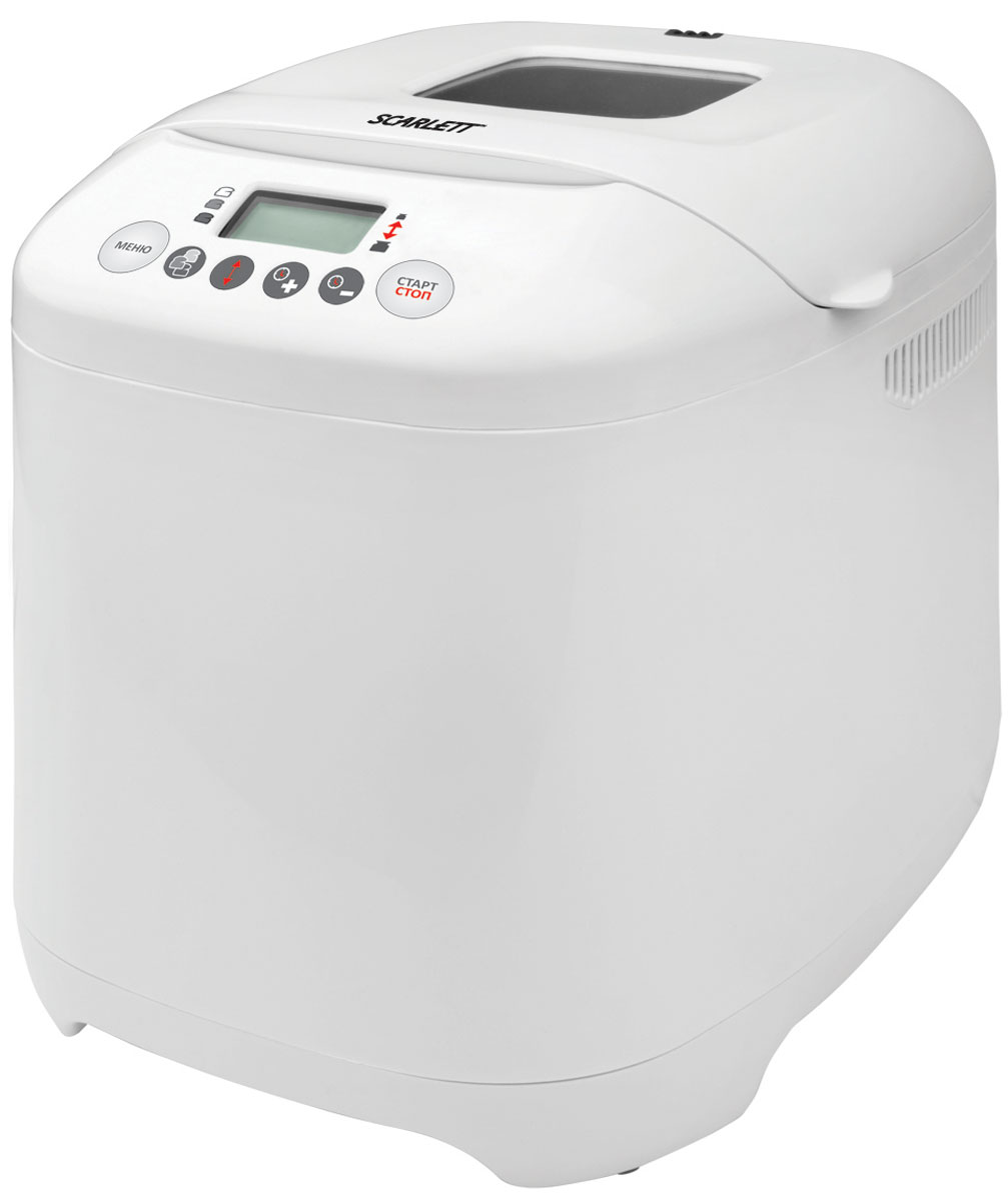 Scarlett SC-400 хлебопечьSC-400 Scarlett SC-400 хлебопечьSC-400Хлебопечка Scarlett SC-400 предлагает пользователю 16 рецептов хлеба, а также специальные режимы для приготовления каши и джема. Кроме того, в устройстве предусмотрена функция ускоренной выпечки, которая помогает уменьшить затраты времени, не ухудшая качество готового продукта.Встроенный 13-часовой таймер помогает получить тёплую аппетитную выпечку точно ко времени, когда это будет наиболее удобно для пользователя - например, к завтраку или к приходу гостей. Кроме того, в хлебопечке имеется функция подогрева готового продукта.Устройство не потребует повторной установки всех настроек при перебоях с электроснабжением - оно сохраняет программу в течение 10 минут после отключения питания.Пользователь может выбирать рецепт выпекания хлеба в соответствии со своими предпочтениями - ему доступны режимы, позволяющие получить светлую, среднюю или тёмную корочку.