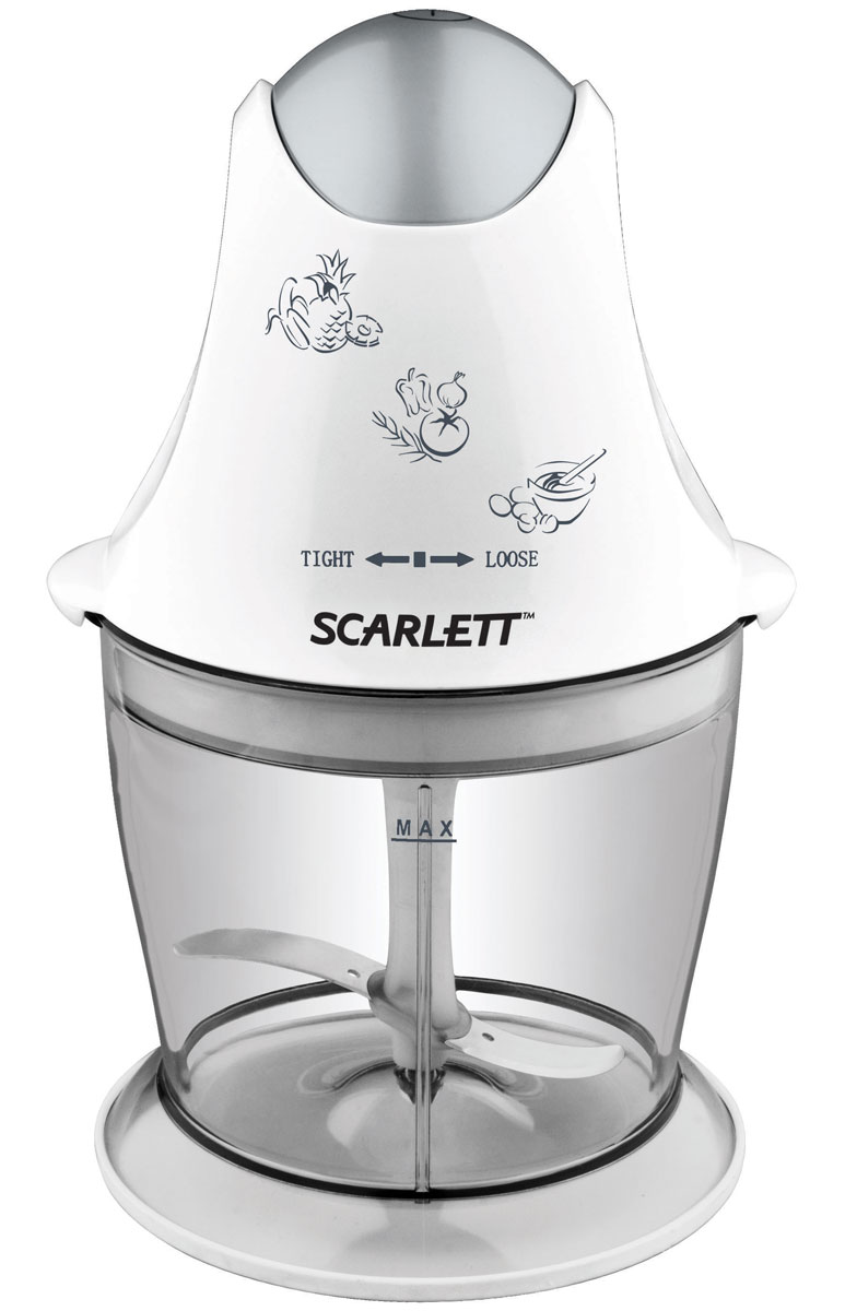 Scarlett SC-442, White измельчительSC-442_W Scarlett SC-442, White измельчительSC-442_WИзмельчитель Scarlett SC-442 моментально превратит любые продукты в однородное пюре. Можно быстро измельчить зелень или чеснок, нарубить лук, подготовить панировку из твердых сухариков, измельчить в мелкую крошку орехи или твердый сыр.Прибор имеет современный эргономичный дизайн, удобную съемную площадку для предотвращения скольжения, а также надежные съемные ножи из нержавеющей стали.