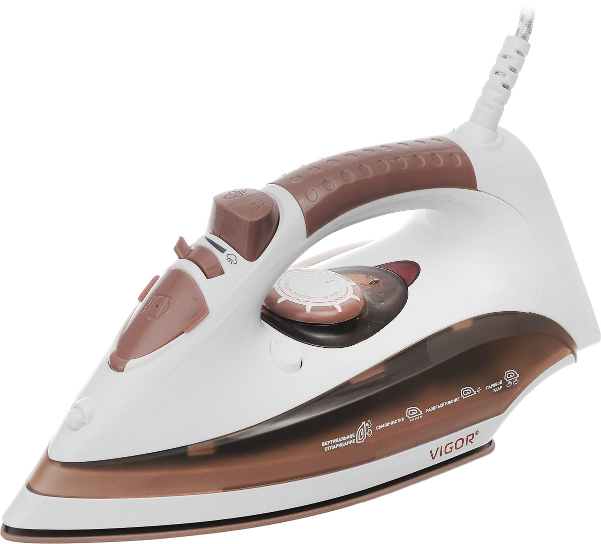 Vigor HX-4079 утюгHX-4079 Vigor HX-4079 утюгHX-4079Современный утюг Vigor HX-4079 мощностью 2200 Вт облегчает уход за одеждой и, безусловно, порадует вас своими поистине безграничными возможностями. Подошва утюга с керамическим покрытием обеспечивает идеальное скольжение и избавит ваши вещи даже от самых сложных складок.Прибор обладает всеми необходимыми характеристиками для отличного результата: сухое глажение, отпаривание с регулировкой, функция разбрызгивания, возможность вертикального отпаривания. Модель оснащена функциями парового удара и самоочистки, а также функцией анти-кальций, предотвращающей скопление накипи.