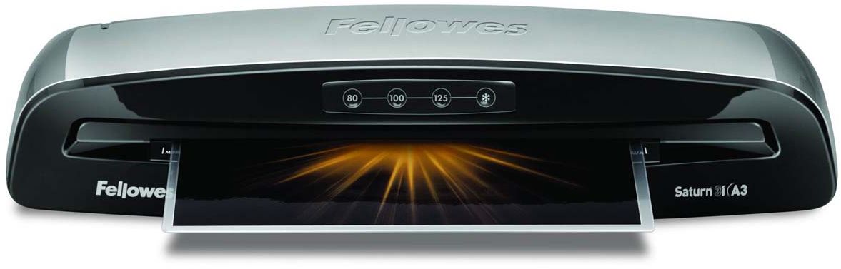Fellowes Saturn 3i A3 ламинаторFS-57360 Fellowes Saturn 3i A3 ламинаторFS-57360Saturn 3i А3 – ламинатор последнего поколения с быстрым нагревом за 1 мин.Ламинатор Saturn 3i А3 отличается современным дизайном и предназначен для работы с пленками толщиной до 125 мкм и форматом до А3. Ламинатор обладает 3 режимами горячего и 1 режимом холодного ламинирования. Корпус ламинатора не перегревается и безопасен при прикосновении.Датчики автоматически определяют возможное замятие и останавливают процесс ламинирования для изъятия документа.Используйте ламинатор Saturn 3i на работе и дома. Он позволяет надежно заламинировать документы, презентационные и рекламные материалы, фотографии, грамоты, рисунки, открытки, визитки, инструкции и многое другое. Стартовый набор включает пленку для ламинирования 10 документов.Основные характеристики:Диапазон плёнок 75 – 125 мкмСкорость ламинирования 30 см/мин.Время нагрева - 1 мин3 горячих режима и 1 холодныйГарантия 2 годаТехнологии: InstaHeat быстрый старт за 60 секунд! Jam Free механизм ClearPath обеспечивает 100% работу без заторов и зажевывания документов при использовании расходных материалов Fellowes. Auto Shut off автоматическое отключение ламинатора после простоя.