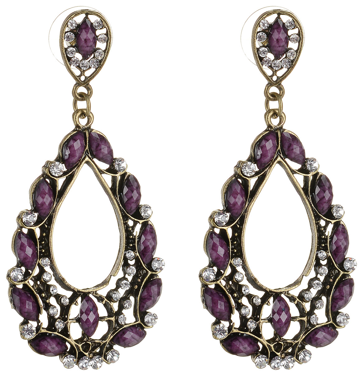 Серьги Art-Silver, цвет: фиолетовый. 50-37401-320Серьги с подвесками Серьги Art-Silver, цвет: фиолетовый. 50-37401-320Серьги с подвескамиСерьги Art-Silver выполнены из металлического сплава. Декоративный элемент дополнен вставками из циркона и полимерного материла. Изделие застегивается с помощью замка-петли с заглушкой.