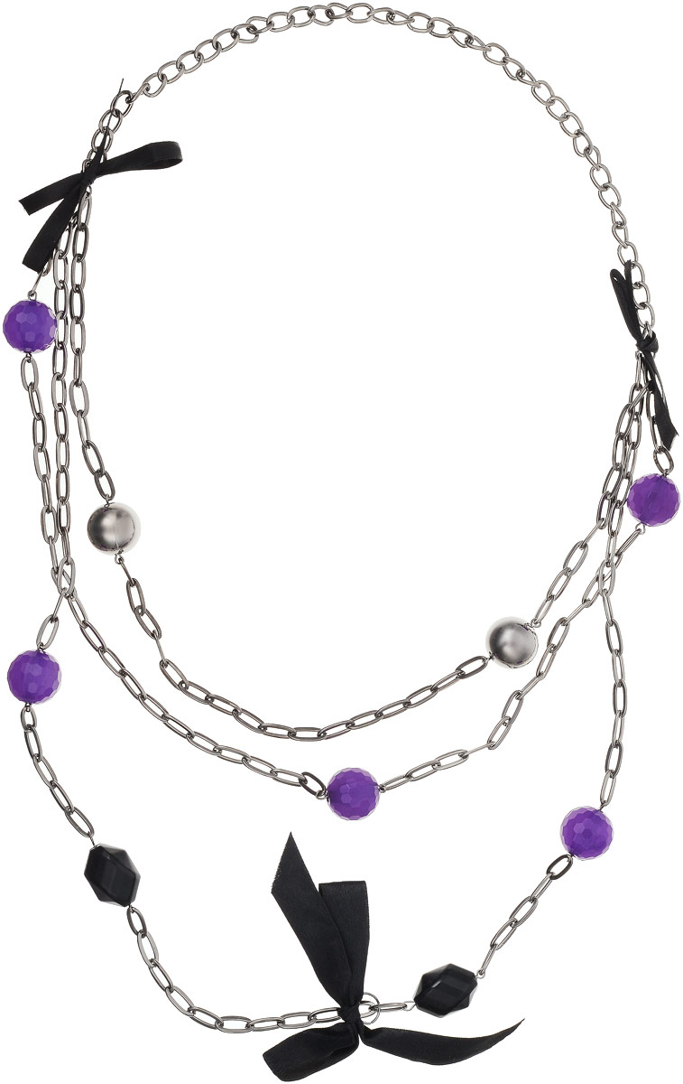 Колье Art-Silver, цвет: сиреневый. 05302933-308Колье (короткие одноярусные бусы) Колье Art-Silver, цвет: сиреневый. 05302933-308Колье (короткие одноярусные бусы)Колье Art-Silver выполнено из бижутерного сплава, оформлено крупными бусинами и бантиками.