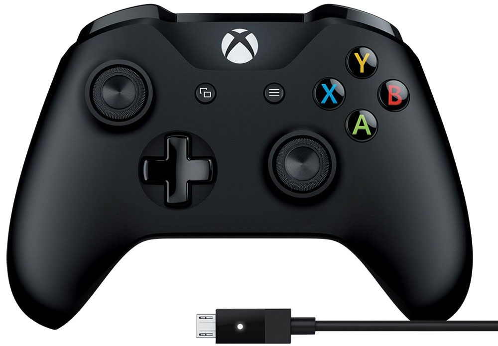 Microsoft Xbox Controller, Black геймпад + кабель для Windows4N6-00002 Microsoft Xbox Controller, Black геймпад + кабель для Windows4N6-00002Элегантный, упрощенный дизайн и текстурированные рукоятки предоставляют повышенный комфорт и улучшенную управляемость нового геймпада Xbox. Прямое USB-подключение обеспечивает надежность подключения геймпада к компьютеру и позволяет свободно насладиться игрой. Вставьте любую совместимую гарнитуру в стандартное гнездо стереовыхода 3,5 мм. Благодаря технологии Bluetooth вы можете играть в любимые игры на мобильных устройствах, не используя кабель.Подходит для работы со всеми игровыми платформами Microsoft. Обеспечивает проводное подключение к ПК. Позволяет играть на консоли Xbox, подключенной проводным или беспроводным способом, увеличивая гибкость игрового процесса.Проводной геймпад обеспечит мощное и надежное подключение. Не нужно менять аккумуляторыЧувствительные мини-джойстики и усовершенствованная крестовина обеспечат лучшую точностьИзмененные вставки и контуры удобно ложатся в ладони
