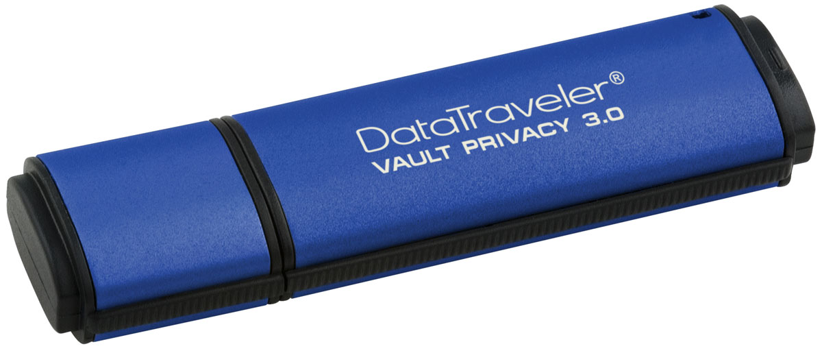 Kingston DataTraveler Vault Privacy 3.0 32GB USB-накопительDTVP30/32GB Kingston DataTraveler Vault Privacy 3.0 32GB USB-накопительDTVP30/32GBUSB-накопитель DataTraveler Vault Privacy 3.0 компании Kingston обеспечивает доступную по цене защиту бизнес-класса с 256-битным аппаратным шифрованием AES в режиме XTS. Он защищает 100% хранящихся данных и усиливает комплексную парольную защиту при помощи специальных требований для предотвращения несанкционированного доступа. Кроме того, накопитель блокируется и переформатируется после 10 попыток взлома.Организации могут настраивать накопители, чтобы они соответствовали внутренним корпоративным требованиям. С помощью настройки можно нанести логотип (Co-logo), указать серийные номера, количество попыток ввода пароля, минимальную длину пароля и собственные идентификаторы продукции для интеграции в стандартное конечное ПО управления (создание белых списков).Технология SuperSpeed USB 3.0 позволяет не идти на компромиссы между скоростью передачи и безопасностью. DTVP 3.0 сертифицирован по FIPS 197 и соответствует стандарту TAA, поэтому удовлетворяет самым распространенным корпоративным и нормативным требованиям.