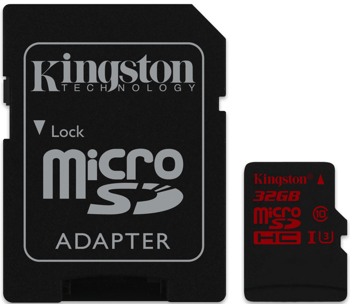 Kingston microSDHC Class 10 U3 UHS-I 32GB карта памяти с адаптеромSDCA3/32GB Kingston microSDHC Class 10 U3 UHS-I 32GB карта памяти с адаптеромSDCA3/32GBКарта памяти microSDHC UHS-I U3 компании Kingston обеспечивает высокую скорость класса UHS-I Class U3 до 90МБ/с (для чтения) и до 80МБ/с для записи, что позволяет записывать видео в формате Full HD (1080p), Ultra HD (2160p), 3D и 4K кинематографического качества при помощи высокопроизводительных компактных устройств, таких как смартфоны и камеры GoPro. Она также отлично подходит для прямых телевизионных трансляций и записей. Карта памяти обеспечивает высокую скорость копирования и редактирования, особенно в устройствах чтения карт памяти с интерфейсом USB 3.0. Повышенная постоянная скорость записи гарантирует целостность видео и позволяет делать серии снимков. Воспользуйтесь адаптером, чтобы использовать карту памяти в хост-устройствах SDHC со стандартным размером карты памяти SD, таких как камеры DSLR, видеокамеры и планшеты с большой диагональю экрана. Карта памяти microSDHC UHS-I U3 обеспечивает безопасное хранение фотографий, видео и других важных файлов даже в самых жестких условиях. Эта универсальная карта памяти протестирована на водонепроницаемость, защиту отэкстремальных температур, ударостойкость, виброустойчивость и защиту от рентгеновского излучения.