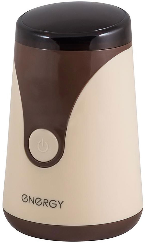 Energy EN-106, Brown кофемолка54 152468 Energy EN-106, Brown кофемолка54 152468Стильная электрическая кофемолка Energy EN-106 обладает приятным, современным дизайном и небольшими размерами, благодаря чему станет настоящим украшением вашей кухни.Прибор оборудован надежным мотором мощностью 150 Вт и оснащен ножом с острыми лезвиями из высококачественной нержавеющей стали, что позволяет сделать процесс помола кофейных зерен быстрым и легким.Прозрачная крышка позволит наблюдать за процессом, контролируя степень помола. Удобная система включения/выключения при нажатии на кнопку обеспечивает максимально комфортное использование кофемолки. Защита от непроизвольного включения гарантирует высокую степень безопасности.