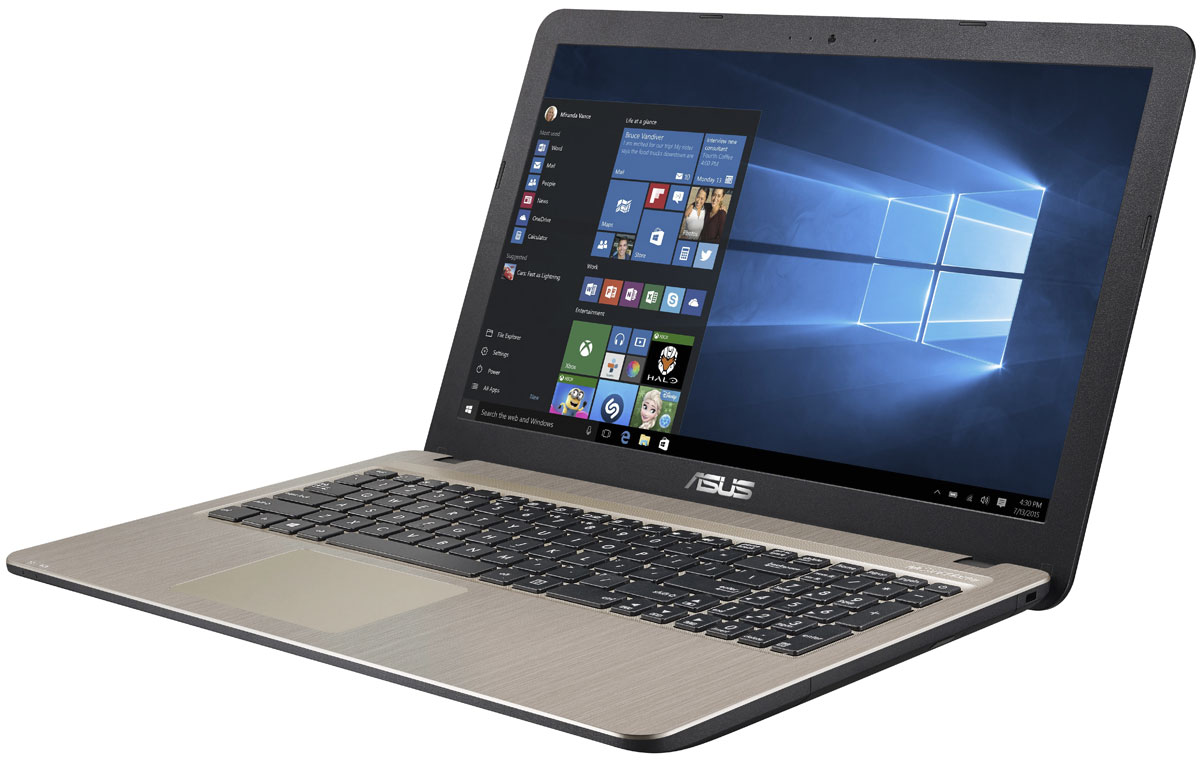 ASUS X540LJ-XX528T, Chocolate BlackX540LJ-XX528T ASUS X540LJ-XX528T, Chocolate BlackX540LJ-XX528TASUS X540LJ - это современный стильный ноутбук для ежедневного использования как дома, так и в офисе.Для быстрого обмена данными с периферийными устройствами ASUS X540LJ предлагает высокоскоростной порт USB 3.1 (5 Гбит/с), выполненный в виде обратимого разъема Type-C. Его дополняют традиционные разъемы USB 2.0 и USB 3.0. В число доступных интерфейсов также входят HDMI и VGA, которые служат для подключения внешних мониторов или телевизоров, и разъем проводной сети RJ-45. Кроме того, у данной модели имеются оптический привод и кард-ридер формата SD/SDHC/SDXC. Благодаря эксклюзивной аудиотехнологии SonicMaster встроенная аудиосистема ноутбука может похвастать мощным басом, широким динамическим диапазоном и точным позиционированием звуков в пространстве. Кроме того, ее звучание можно гибко настроить в зависимости от предпочтений пользователя и окружающей обстановки. Круглые динамики с большими резонансными камерами (19,4 см3) обеспечивают улучшенную передачу низких частот и пониженный уровень шумов. Для настройки звучания служит функция AudioWizard, предлагающая выбрать один из пяти вариантов работы аудиосистемы, каждый из которых идеально подходит для определенного типа приложений (музыка, фильмы, игры, звукозапись и воспроизведение голоса).Ноутбук ASUS X540LJ выполнен в прочном, но легком корпусе весом всего 1,9 кг, поэтому он не будет обременять своего владельца в дороге, а привлекательный дизайн и красивая отделка корпуса превращают его в современный, стильный аксессуар.В данной модели реализована разработанная специалистами Asus технология Splendid, позволяющая выбрать один из нескольких предустановленных режимов работы дисплея, каждый из которых оптимизирован под определенные приложения: режим Vivid подходит для просмотра фотографий и фильмов, режим Normal - для обычной работы в офисных приложениях, а в специальном режиме Eye Care реализована фильтрация синей составляющей видимого спектра для повышения комфорта при чтении с экрана. Кроме того, имеется режим Manual, в котором параметры цветопередачи можно настроить вручную.Эргономичная клавиатура этого ноутбука обладает полноразмерными клавишами, каждая из которых наделена оптимизированным сопротивлением нажатию. Ваши руки не устанут даже после долгой работы с текстом.Тачпад, которым оснащаются модели серии X540, обладает большой сенсорной панелью и поддерживает множество различных жестов: скроллинг, масштабирование, перетаскивание и т.д. За их корректное и быстрое распознавание отвечает специальная технология ASUS Smart Gesture.Ключевой особенностью ноутбуков ASUS с технологией IceCool является то, что горячие компоненты размещены подальше от рук пользователя, поэтому верхняя часть корпуса всегда остается комфортно прохладной.Точные характеристики зависят от модификации.Ноутбук сертифицирован EAC и имеет русифицированную клавиатуру и Руководство пользователя.