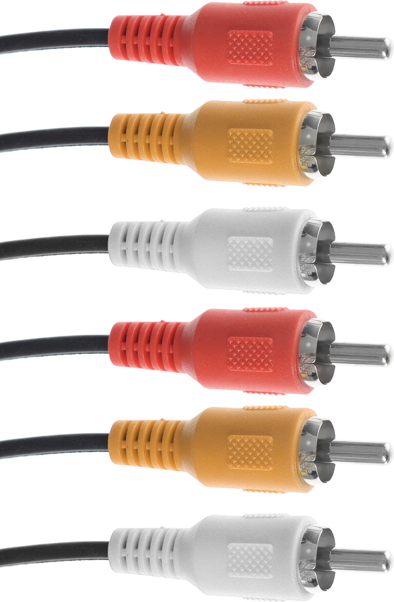 D-Color кабель 3RCA 1 м4603725280823 D-Color кабель 3RCA 1 м4603725280823D-Color - высококачественный кабель 3RCA. На контакты разъемов нанесен слой золота по технологии вакуумного напыления, обеспечивающий повышение качественных показателей изображения и звука, а также отсутствие помех при передаче сигналов.