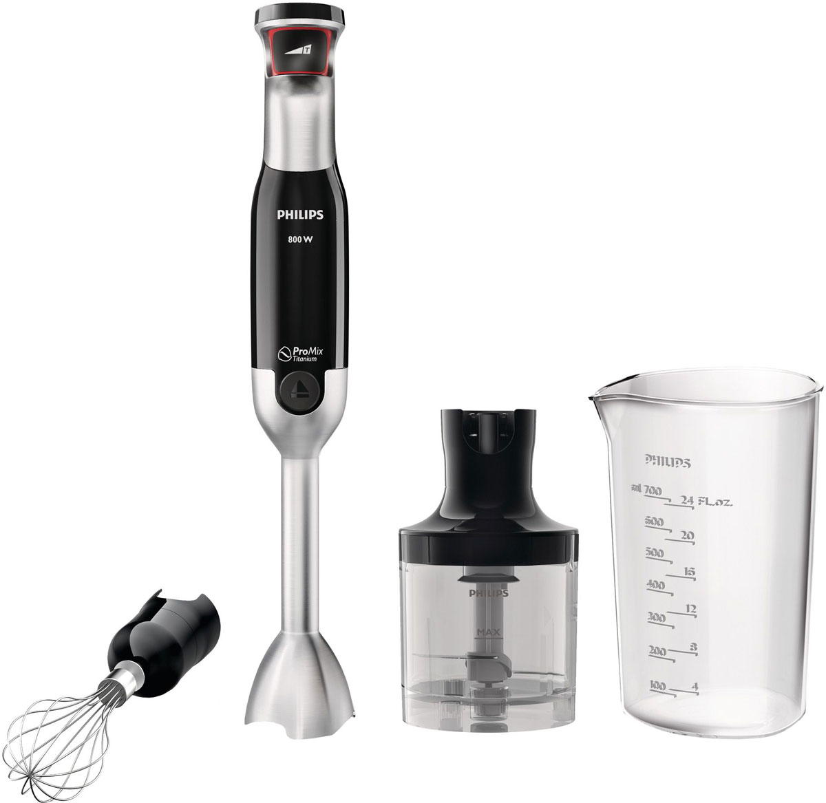 Philips HR1676/90 блендер погружнойHR1676/90 Philips HR1676/90 блендер погружнойHR1676/90Ручной блендер Philips HR1676/90 с мотором мощностью 800 Вт оснащен технологией смешивания ProMix и кнопкой SpeedTouch с интуитивным управлением: чем сильнее нажатие, тем выше скорость обработки продуктов. С этим блендером легко достичь желаемого результата при приготовлении любимых блюд.Уникальная технология Philips ProMix разработана в сотрудничестве со специалистами престижного Штутгартского университета и представляет собой насадку треугольной формы, которая гарантирует плавное, быстрое и эффективное смешивание для достижения однородной консистенции.Благодаря мощному и надежному мотору 800 Вт вы сможете использовать большое количество аксессуаров, обрабатывать практически любые ингредиенты и добиваться превосходных результатов при приготовлении любимых блюд.Используйте ручной блендер Philips с компактным измельчителем, чтобы мелко нарезать травы, орехи, сыр, шоколад и лук.Благодаря титановому покрытию (TiN) прочность ножа увеличивается в 6 раз по сравнению с обычным ножом из нержавеющей стали, поэтому вам гарантирован качественный результат на долгие годы. Форма ножа прекрасно дополняет форму треугольной погружной насадки ProMix, обеспечивая идеальное смешивание. Безопасные материалы для приготовления любимых блюд.Особая волнообразная форма нижней части погружной насадки блендера защищает от разбрызгивания во время приготовления блюд, оставляя рабочую поверхность чистой.Эргономичная мягкая рукоятка обеспечивает удобный и безопасный захват, что облегчает использование ручного блендера.В комплект ручного блендера входит треугольный стакан емкостью 1 л. Стакан ручного блендера оснащен удобным носиком и мерной шкалой. Благодаря уникальной треугольной форме стакан удобно держать. Кроме того, внутри создается вихревой поток, благодаря чему ингредиенты находятся на дне стакана - у погружной насадки ProMix. Таким образом достигается оптимальный результат при смешивании, взбивании и измельчении.Удобный выбор скорости обработки и режима Turbo Boost с помощью одной кнопки: чем сильнее нажатие, тем выше скорость. Включение прибора на медленной скорости предотвращает разбрызгивание, а плавное увеличение скорости позволяет подобрать оптимальный режим для любых ингредиентов. Готовьте любимые блюда нажатием одной кнопки.