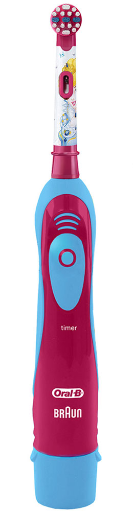 Braun Oral-B Stages Power DB4.510K Принцессы детская электрическая зубная щетка84850536_золушка/голубой, розовый Braun Oral-B Stages Power DB4.510K Принцессы детская электрическая зубная щетка84850536_золушка/голубой, розовыйДетская электрическая зубная щетка Braun DB4.510 обладает очень мягкими, расщепленными на концах щетинками, которые гарантируют очень бережную чистку зубов ребенка, а также массаж его нежных десен.Специальный дизайн:Детская электрическая зубная щетка Braun DB4010 (DB4.510) выполнена в специальном красочном дизайне, который невероятно привлекателен для каждого современного ребенка.