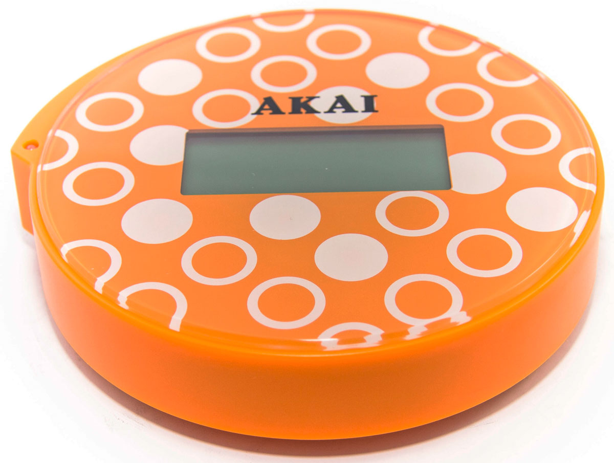 Весы напольные Akai, электронные, цвет: оранжевый, до 150 кг1352/О Весы напольные Akai, электронные, цвет: оранжевый, до 150 кг1352/ОВесы напольные, ультракомпактные (всего 13 см в диаметре), максимальный вес: 150 кг/330 LB, три вида единиц измерения. LСD дисплей, индикатор готовности к взвешиванию, фиксация цифровых показаний веса, автоматическое включение и выключение, предупреждение о превышении веса, индикатор заряда батареи.