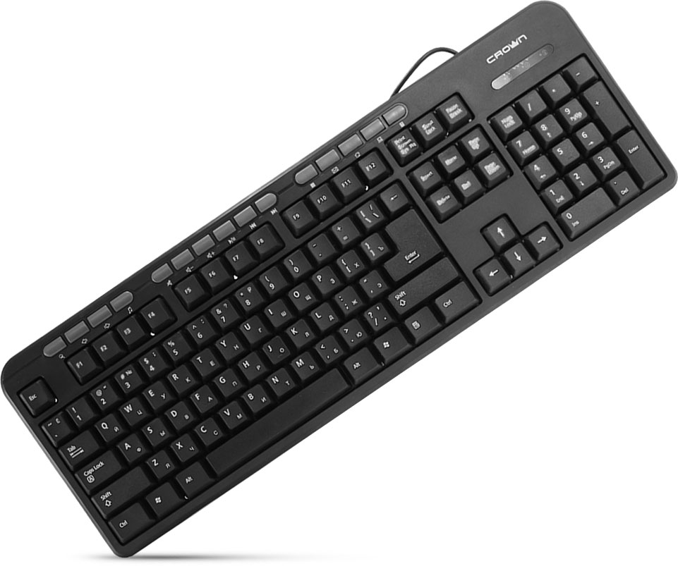 Crown CMK-300, Black клавиатураCM000001476 Crown CMK-300, Black клавиатураCM000001476Мультимедийная проводная клавиатура,15 дополнительных мультимедийных клавиш быстрого доступа.Особенности:Прочная и водонепроницаемая конструкция;Волнистая форма клавиш;Мягкое нажатие клавиш для комфортной работы;Быстрые клавиши для интернета и медиа;Новый эргономичный тонкий дизайн;Удобный дизайн с нулевым наклоном;Plug & Play, установка не требует драйверов;Высококачественные мембраны клавиш;Тонкая клавиатура с 15 мультимедийными клавишами.