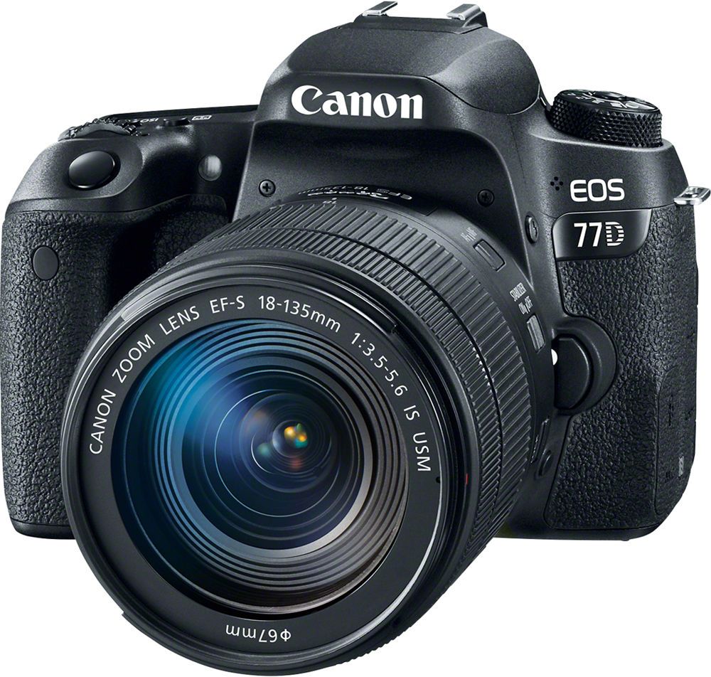 Canon EOS 77D Kit 18-135 IS USM цифровая зеркальная фотокамера1892C004 Canon EOS 77D Kit 18-135 IS USM цифровая зеркальная фотокамера1892C004Canon EOS 77D откроет вам новые творческие возможности в создании фотографий.Откройте для себя новые объекты и способы съемки. Современная система автофокусировки настраивает резкость именно там, где это необходимо, как при использовании оптического видоискателя, так и при использовании сенсорного экрана с высоким разрешением. Серийная съемка со скоростью до 6 кадров/сек. позволяет запечатлеть даже мимолетное выражение лица.Датчик изображения APS-C нового поколения позволяет создавать изображения с высокой детализацией даже в ярко освещенных и затененных местах. Самая быстрая в мире система автофокусировки в режиме Live View обеспечивает резкость изображений даже при съемке быстро движущихся объектов.Снимайте видео Full HD с кинематографическими эффектами малой глубины резкости и динамической передачей движения с частотой до 60 кадров/сек. Автофокусировка Dual Pixel CMOS AF сохраняет четкость объектов при изменении вашего положения, а встроенная система стабилизации изображения по 5 осям позволяет создавать плавное видео.Функции камеры EOS 77D, такие как колесо управления и сенсорный ЖК-экран с регулируемым углом наклона, дают вам больше возможностей управления и свободу творчества. На верхнем ЖК-экране отображается информация о настройках камеры.Сочетание беспроводных технологий Wi-Fi, Bluetooth и NFC значительно упрощает подключение к совместимым мобильным устройствам iOS и Android. Управляйте камерой дистанционно, в том числе в режиме Live View со смартфона или планшета, и делитесь изображениями с друзьями при помощи облачных сервисов.Общее количество пикселей: 25,8 Мпикс