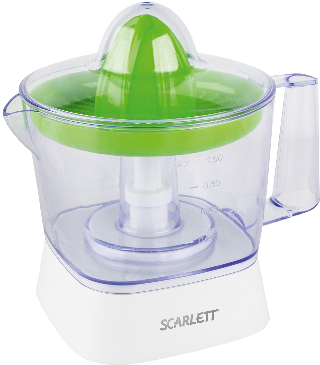 Scarlett SC-JE50C05, Green соковыжималкаSC-JE50C05 Scarlett SC-JE50C05, Green соковыжималкаSC-JE50C05Компактная соковыжималка Scarlett SC-JE50C05 не займёт много места на кухне. Её можно установить в любом удобном месте.Объём резервуара для сока составляет 800 мл. Резервуар съёмный, оснащён ручкой и носиком, поэтому его можно использовать для подачи сока на стол, наливания его в стаканы, а также для хранения. На стенки нанесена градуировка, помогающая понять, сколько сока находится в ёмкости.Соковыжималка работает в импульсном режиме, это обеспечивает особенную эффективность, позволяет выжать из каждого плода максимум сока.