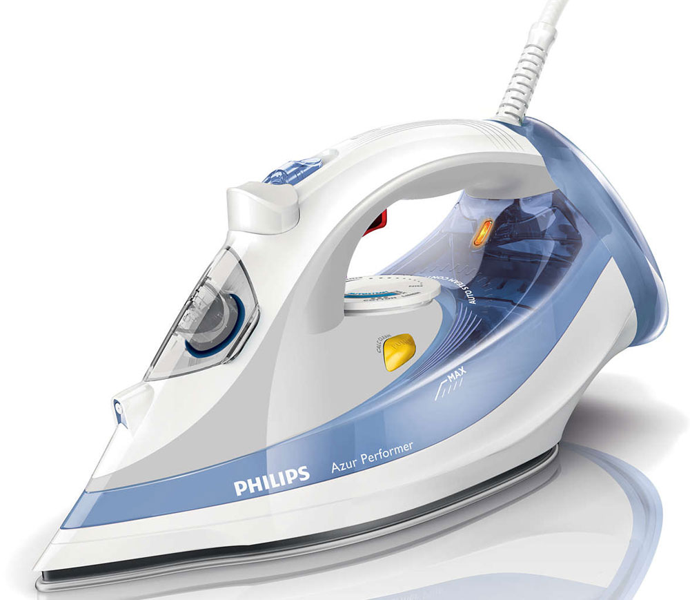 Philips GC3802/20 утюгGC3802/20 Philips GC3802/20 утюгGC3802/20Паровой утюг Philips Azur Performer GC3802/20 сочетает в себе высокую эффективность и простоту в использовании. Функция автоматической регулировки подачи пара обеспечивает оптимальное количество пара для каждого типа ткани. Подошва SteamGlide позволяет ускорить процесс глажения благодаря великолепному скольжению.Благодаря мощности 2400 Вт паровой утюг Azur Performer Plus быстро нагревается и обеспечивает превосходные результаты глажения.Постоянная подача пара до 40 г/мин обеспечивает оптимальное количество пара для разглаживания складок.Паровой удар до 140 г для быстрого удаления даже самых жестких складок.Паровой утюг Azur Performer оснащен устойчивой к царапинам подошвой SteamGlide, которая обеспечивает идеальное скольжение и проста в очистке.Паровой утюг оснащен двойной системой очистки от накипи, которая предотвращает образование известкового налета с помощью удобной функции очистки от накипи Calc Clean и противоизвестковых капсул. Регулярная очистка парового утюга от накипи предотвращает появление белых пятен и поддерживает эффективную подачу пара для идеальных результатов глажения.Благодаря автоматической регулировке подачи пара вам больше не придется беспокоиться о количестве пара во время глажения. Достаточно выбрать температурный режим для определенного типа ткани — все остальное будет сделано за вас.Носик утюга Philips Azur Performer имеет три характерных отличия: заостренную форму, углубление для пуговиц и оригинальный дизайн. Носик Triple Precision позволяет разгладить складки в самых труднодоступных местах, например вокруг пуговиц или между стрелками.Благодаря оптимальному весу прибор легко перемещать по тканям любого типа. Это значительно упрощает процесс глажения: прибор легко ставить на гладильную доску и обратно в вертикальное положение.