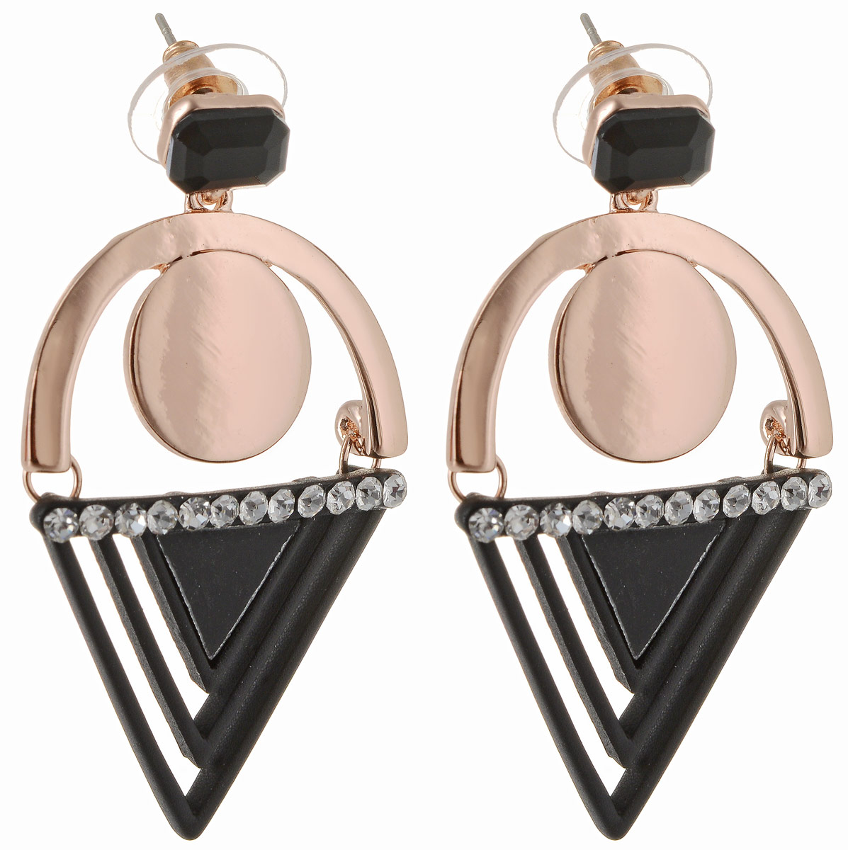 Серьги Taya, цвет: золотистый, черный. T-B-12863Серьги с подвесками Серьги Taya, цвет: золотистый, черный. T-B-12863Серьги с подвескамиСерьги-гвоздики в стиле арт-деко дополнены заглушками из металла-пластика. Оформлена модель вкраплениями из страз. Этот стиль зародился в Европе в 1920-х годах. Он включает в себя геометрические конструкции и простые формы. Линейный дизайн данных сережек сделали их необыкновенно новаторскими и супермодными.