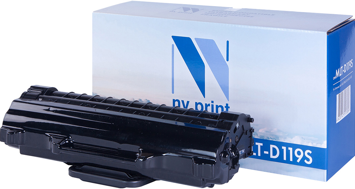 NV Print MLTD119S, Black тонер-картридж для Samsung ML-1610/1615/1620/1625/ML-2010/2015/2020/ 2510/2570/2571/SCX-4321/4521NV-MLTD119S NV Print MLTD119S, Black тонер-картридж для Samsung ML-1610/1615/1620/1625/ML-2010/2015/2020/ 2510/2570/2571/SCX-4321/4521NV-MLTD119SСовместимый лазерный картридж NV Print MLTD119S для печатающих устройств Samsung - это альтернатива приобретению оригинальных расходных материалов. При этом качество печати остается высоким. Картридж обеспечивает повышенную чёткость чёрного текста и плавность переходов оттенков серого цвета и полутонов, позволяет отображать мельчайшие детали изображения.Лазерные принтеры, копировальные аппараты и МФУ являются более выгодными в печати, чем струйные устройства, так как лазерных картриджей хватает на значительно большее количество отпечатков, чем обычных. Для печати в данном случае используются не чернила, а тонер.