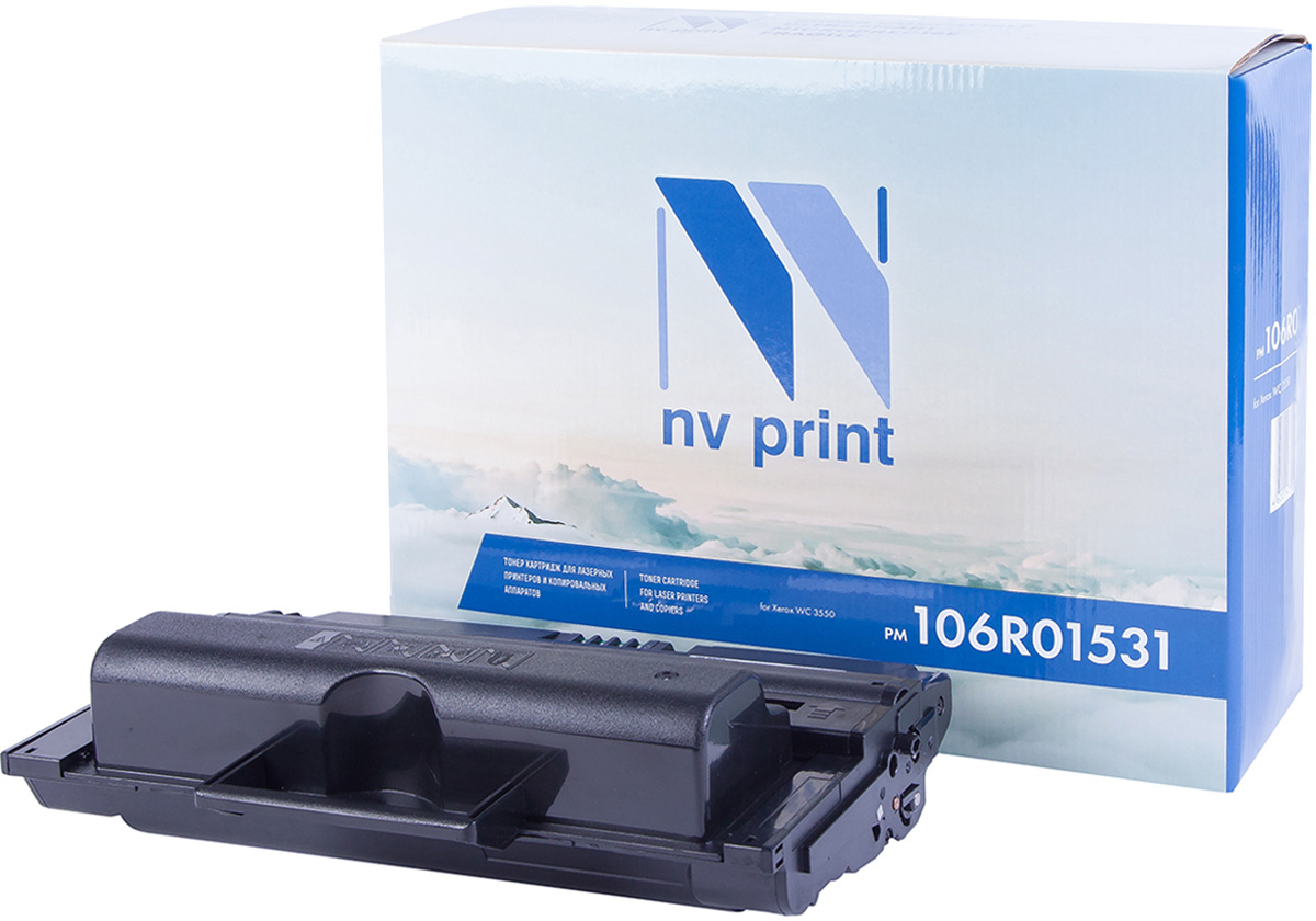 NV Print NV-106R01531, Black тонер-картридж для Xerox WorkCentre 3550NV-106R01531 NV Print NV-106R01531, Black тонер-картридж для Xerox WorkCentre 3550NV-106R01531Совместимый лазерный картридж NV Print NV-106R01531 для печатающих устройств Xerox - это альтернатива приобретению оригинальных расходных материалов. При этом качество печати остается высоким. Картридж обеспечивает повышенную чёткость чёрного текста и плавность переходов оттенков серого цвета и полутонов, позволяет отображать мельчайшие детали изображения.Лазерные принтеры, копировальные аппараты и МФУ являются более выгодными в печати, чем струйные устройства, так как лазерных картриджей хватает на значительно большее количество отпечатков, чем обычных. Для печати в данном случае используются не чернила, а тонер.