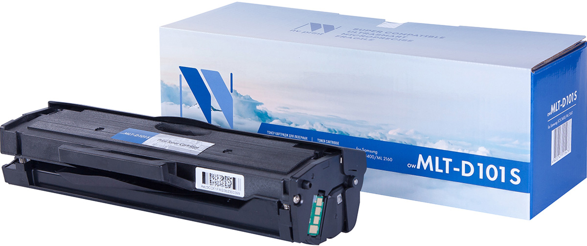 NV Print NV-MLTD101S, Black тонер-картридж для Samsung ML-2160/2165/2165W/2167/2168W/SCX-3400/3405/3407NV-MLTD101S NV Print NV-MLTD101S, Black тонер-картридж для Samsung ML-2160/2165/2165W/2167/2168W/SCX-3400/3405/3407NV-MLTD101SСовместимый лазерный картридж NV Print NV-MLTD101S для печатающих устройств Samsung - это альтернатива приобретению оригинальных расходных материалов. При этом качество печати остается высоким. Картридж обеспечивает повышенную чёткость чёрного текста и плавность переходов оттенков серого цвета и полутонов, позволяет отображать мельчайшие детали изображения.Лазерные принтеры, копировальные аппараты и МФУ являются более выгодными в печати, чем струйные устройства, так как лазерных картриджей хватает на значительно большее количество отпечатков, чем обычных. Для печати в данном случае используются не чернила, а тонер.