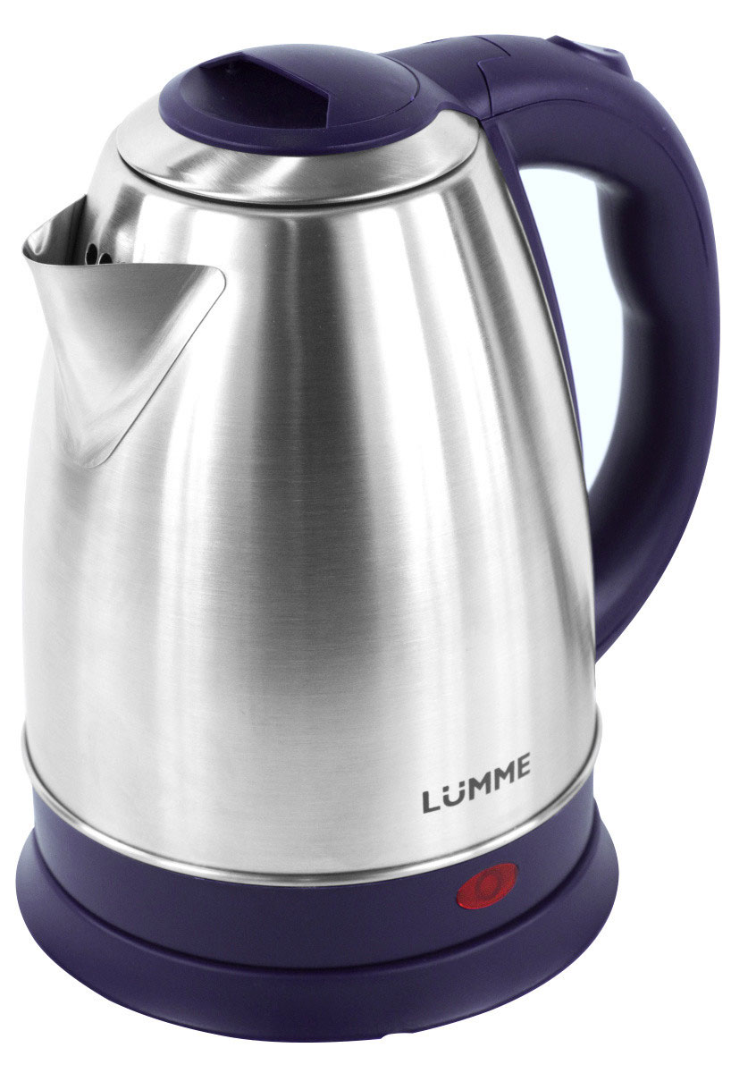 Lumme LU-130, Dark Blue электрический чайникLU-130 Lumme LU-130, Dark Blue электрический чайникLU-130Вместительный металлический чайник Lumme LU-130 объемом 2.0 литра из высококачественной нержавеющей стали.Пищевая нержавеющая сталь способствует сохранению природного вкуса и натуральных свойств воды. Для быстрого закипания чайник оснащен нагревательным элементом мощностью 1,8 к Ватт, защищенного плоским стальным дном для равномерности нагрева, противостояния накипи, коррозии и для большего удобства в уходе.Система автоматического отключения при закипании или недостаточном количестве воды заметно продлит срок работы чайника. Чайник оснащен базой питания, позволяющей брать его с любой стороны или вращать на 360 градусов, что делает прибор совершенно безопасным, а его эксплуатацию комфортной.