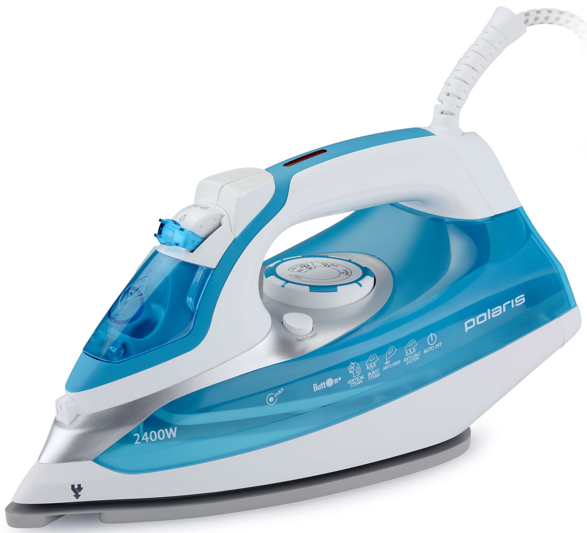 Polaris PIR 2468AK Button+, White Blue утюг005093 Polaris PIR 2468AK Button+, White Blue утюг005093Утюг Polaris PIR 2468AK имеет запатентованную форму желобка для глажки труднодоступных мест вокруг пуговиц Button+. С помощью уникальной подошвы Crystal Ceramic утюг легко скользит по любой ткани, разглаживая одежду за считанные секунды. Невероятно сильный паровой удар позволит пару проникнуть в самую глубь тканей и обеспечить профессиональный уход вашей одежде.Повесьте ваши вещи на плечики и включите функцию вертикального отпаривания - разглаживайте складки быстро и просто.Утюг защищен от образования накипи благодаря уникальной конструкции и расположению нагревательного элемента.Благодаря эко-режиму утюг не потребляет много энергии - глажение становится не только приятным, но и экономичным занятием.Polaris PIR 2468AK оснащен системой автовыключения: в горизонтальном положении (на боку или на подошве) через 30 секунд, в вертикальном положении через 8 минут.