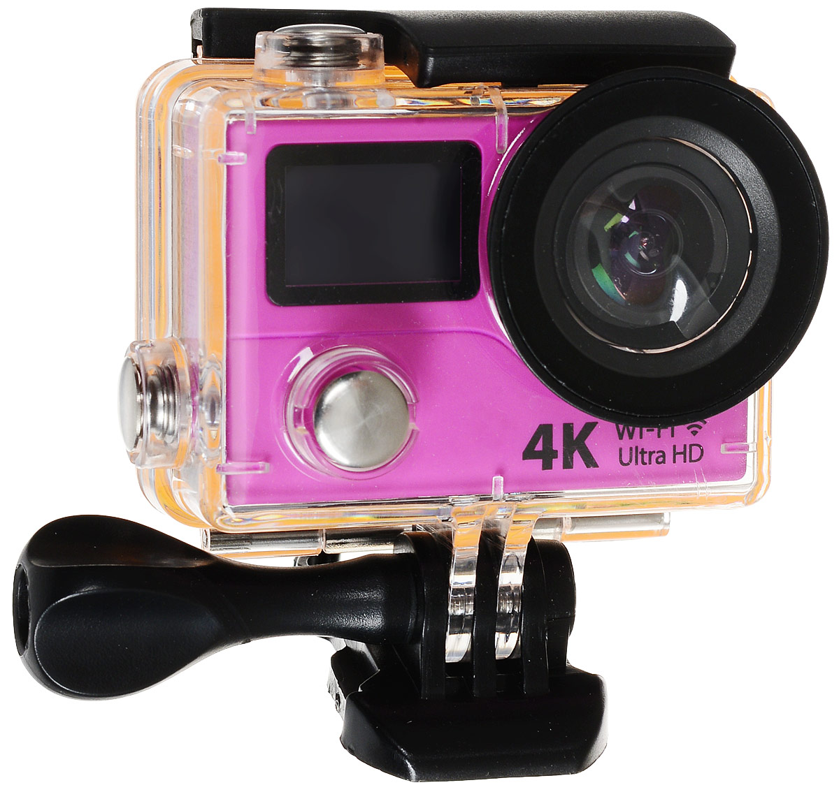 Eken H3R Ultra HD, Pink экшн-камераH3R/H8Rse_pink Eken H3R Ultra HD, Pink экшн-камераH3R/H8Rse_pinkЭкшн-камера Eken H3R Ultra HD позволяет записывать видео с разрешением 4К и очень плавным изображением до 25 кадров в секунду. Камера имеет два дисплея: 2 TFT LCD основной экран и 0.95 OLED экран статуса (уровень заряда батареи, подключение к WiFi, режим съемки и длительность записи). Эта модель сделана для любителей спорта на улице, подводного плавания, скейтбординга, скай-дайвинга, скалолазания, бега или охоты. Снимайте с руки, на велосипеде, в машине и где угодно. По сравнению с предыдущими версиями, в Eken H3R Ultra HD вы найдете уменьшенные размеры корпуса, увеличенный до 2-х дюймов экран, невероятную оптику и фантастическое разрешение изображения при съемке 25 кадров в секунду!Управляйте вашей H3R на своем смартфоне или планшете. Приложение Ez iCam App позволяет работать с браузером и наблюдать все то, что видит ваша камера. В комплекте с камерой идет пульт ДУ работающий на частоте 2,4 ГГц. Он позволяет начинать и заканчивать съемку удаленно.