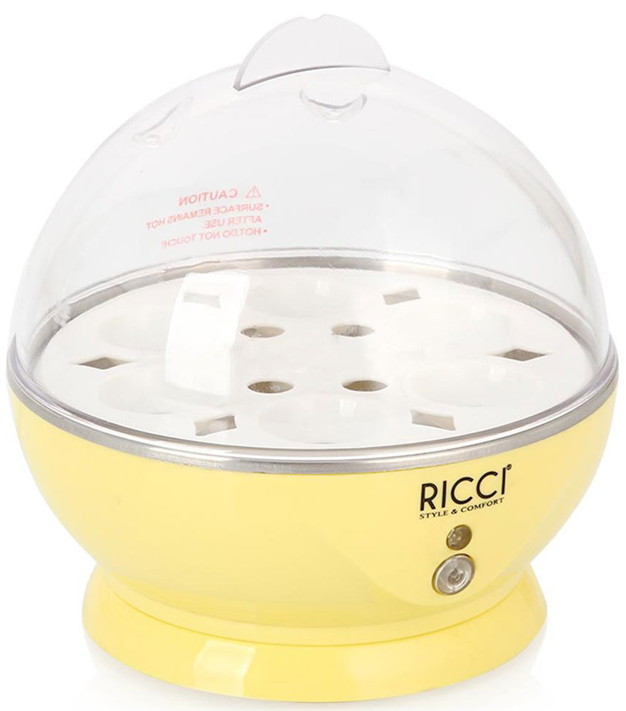 Ricci ZDQ-601 яйцеварка31 ZDQ-601 Ricci ZDQ-601 яйцеварка31 ZDQ-601Ricci ZDQ-601 - компактная яйцеварка, которая позволит готовить яйца на пару. При этом используется минимальное количество воды. Каждое яйцо (максимум 6 штук) помещается в свое гнездышко, поэтому яйца не соприкасаются друг с другом, а, значит, не трескаются и не вытекают.