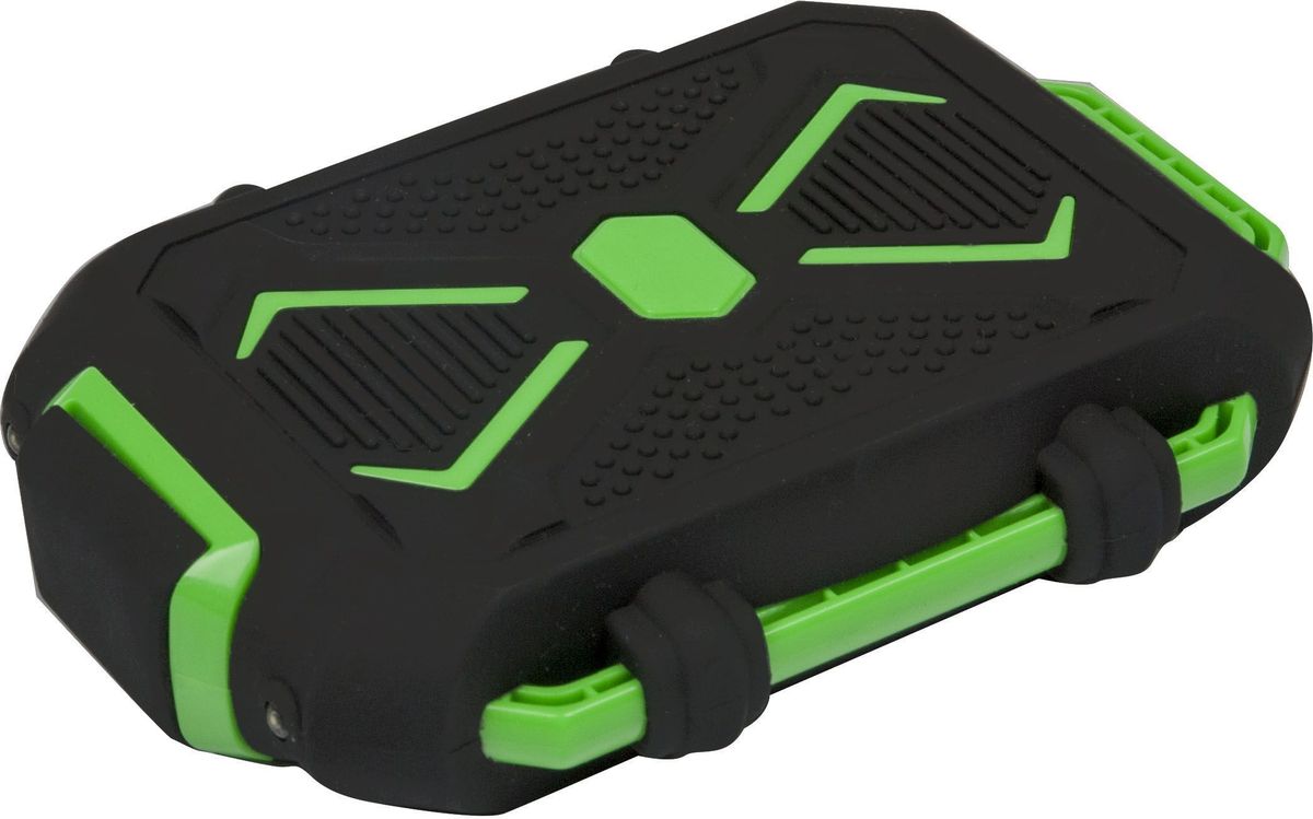 Ritmix RPB-10407LST, Black Green внешний аккумулятор (10400 мАч)15118764 Ritmix RPB-10407LST, Black Green внешний аккумулятор (10400 мАч)15118764Travel Power bank ЭКСТРИМ, Li-Ion, EXTRA CLASS, оригинальная батарея, емкость 10 400 мАч, выход 1xUSB 5В 2,1А, фонарик + световой индикатор заряда, влагозащищен, корпус силикон + пластик ABS, размер 131х90х27, 309 г, цвет: черный с зеленым