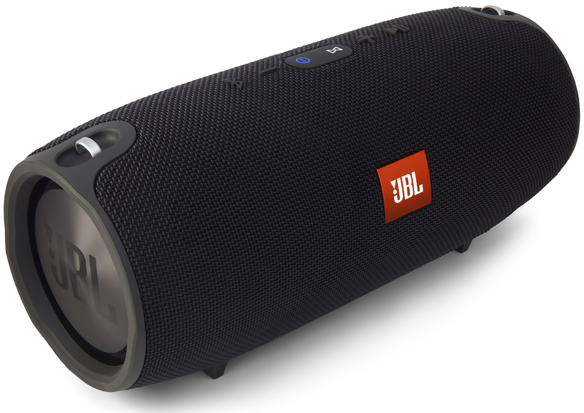 JBL Xtreme, Black акустическая системаJBLXTREMEBLKEU JBL Xtreme, Black акустическая системаJBLXTREMEBLKEUJBL Xtreme - это полнофункциональный портативный Bluetooth-динамик, который легко воспроизводит потрясающе мощный стереозвук через четыре активных преобразователя и два видимых излучателя низких частот JBL.Динамик оснащен емким перезаряжаемым литий-ионным аккумулятором на 10000 мАч, обеспечивающим до 15 часов автономной работы, и двойным USB-выходом для зарядки, поэтому ваша музыка будет звучать, а устройства - работать так долго, сколько вам нужно. JBL Xtreme подарит вам нужные эмоции там, где требуется - как в помещении, так и на улице, на вечеринке у бассейна или на шашлыке на лужайке, - а симпатичная тканевая обивка эффективно защитит динамик от брызг. Кроме того, продукт оснащен спикерфоном с функциями шумоподавления и эхокомпенсации для четкой конференц-связи. Функция JBL Connect позволяет объединять в беспроводную сеть несколько колонок, поддерживающих эту функцию, и таким образом усиливать акустические ощущения от прослушивания.