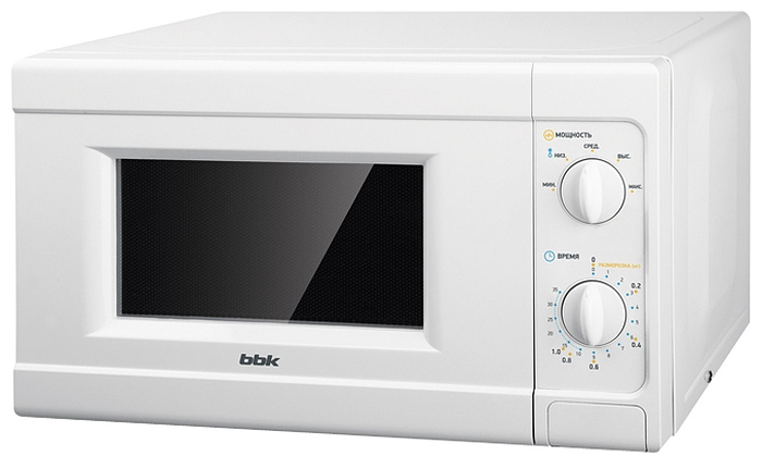 BBK 20MWS-705M/W микроволновая печь20MWS-705M/W BBK 20MWS-705M/W микроволновая печь20MWS-705M/WМикроволновая печь BBK 20MWS-705M/W с механической панелью управления будет для вас незаменимым помощником на кухне. На панель выведены поворотные переключатели, что облегчает использование и управление СВЧ-печью. Данная модель оснащена 5-ю уровнями мощности излучения, что позволит быстро воплотить в жизнь любые кулинарные фантазии. Таймер времени рассчитан на 35 минут.Диаметр поддона: 25,4 см.