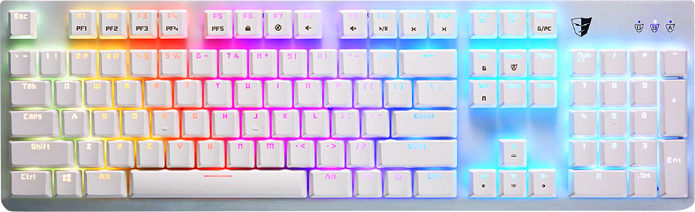 Tesoro Gram Spectrum (Kailh Red), White игровая клавиатураTS-G11SFL WHT Tesoro Gram Spectrum (Kailh Red), White игровая клавиатураTS-G11SFL WHTGram Spectrum - это механическая клавиатура, оборудованная фирменными механическими переключателями от Tesoro - AGILE.Новые переключатели имеют уменьшенную высоту и длину хода по сравнению с переключателями стандартного размера. Однако, при всем этом, инженерам компании удалось сохранить основные характеристики полноразмерных кнопок - тактильные ощущения, скорость и точность срабатывания.Клавиатура Gram Spectrum имеет полноцветную RGB подсветку.В данной клавиатуре установлены переключатели AGILE Kailh Red - только профессиональный игрок сможет использовать этот потенциал. Пониженное усилие нажатия. Не имеют щелчка. Не имеют отдачи.