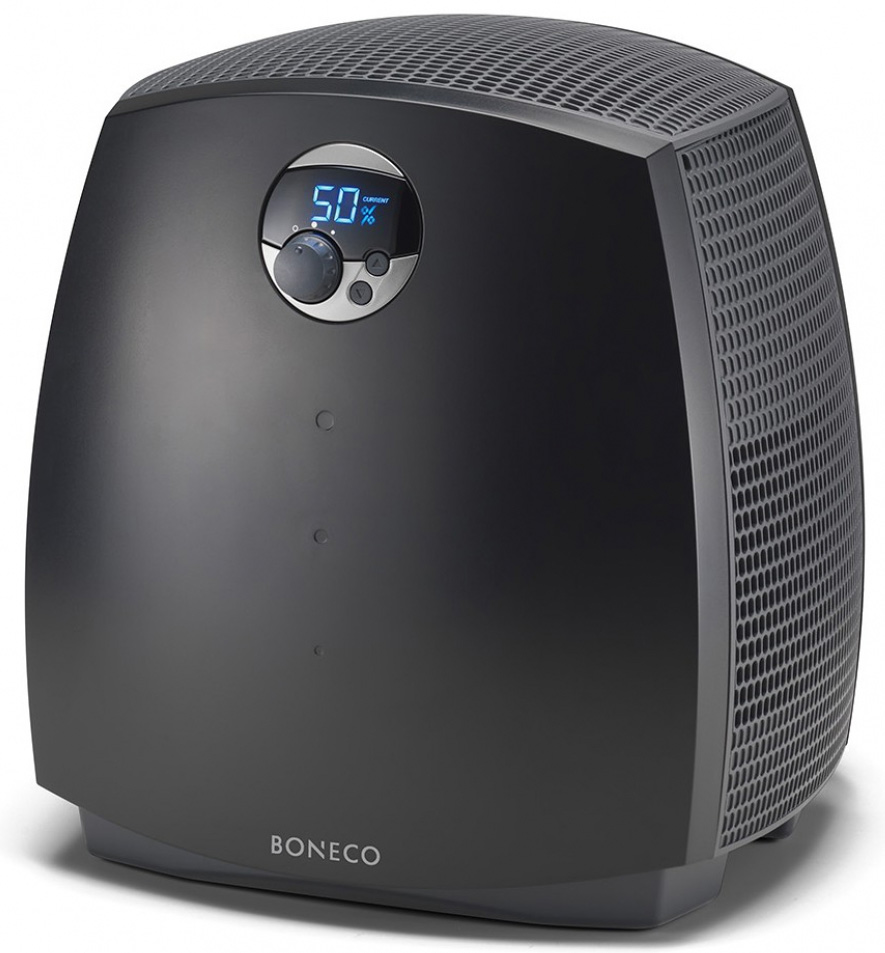 Boneco W2055D, Black мойка воздухаНС-1076943 Boneco W2055D, Black мойка воздухаНС-1076943Мойки воздуха Boneco W2055D — приборы, не имеющие недостатков: просты в эксплуатации, не требуют расходных материалов, потребляют мало электроэнергии, имеют кабель с регулируемой длиной. Прибор создает уникальную возможность каждый день дышать естественно увлажненным, чистым воздухом. Уход заключается лишь в периодическом мытье поддона. Сами же приборы сделаны из высококачественных материалов (пищевой пластик), поэтому прослужат очень долго. Увлажнение и очистка воздуха осуществляется без использования химикатов. «Мойка воздуха» Boneco W2055D может работать в двух режимах: ночной (бесшумная работа, менее 25 дБ, то есть тише, чем тикают часы) и дневной (максимальная интенсивность увлажнения воздуха). Рекомендована для помещений площадью до 50 кв.м.