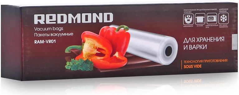 Redmond RAM-VR01 пакеты вакуумные (рулон)RAM-VR01 Redmond RAM-VR01 пакеты вакуумные (рулон)RAM-VR01Вакуумные пакеты REDMOND RAM-VR01 многофункциональны. Они применяются для долгосрочного храненияпродуктов, для их надежной транспортировки, а также для приготовления пищи при низкой температуре и примариновании. Приготовление в вакууме по технологии позволяет максимально сохранить полезные свойствапищи. Длина рулона: 6 м.