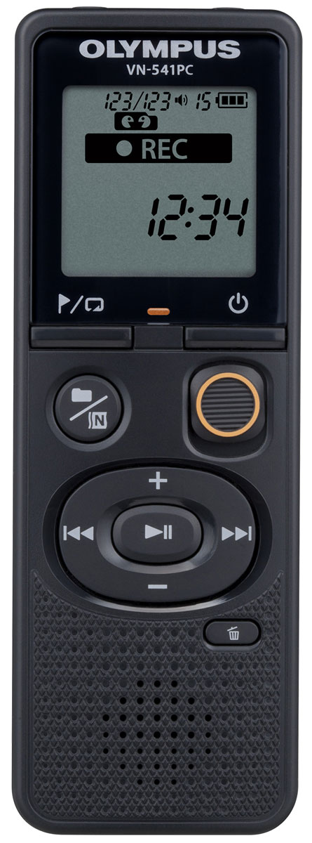 Olympus VN-541PC диктофон + микрофон ME-52V405281BE020 Olympus VN-541PC диктофон + микрофон ME-52V405281BE020Диктофон Olympus VN-541PC разработан для мгновенных диктовок. Просто передвиньте переключатель REC, и диктофон мгновенно начнет запись, даже если он был выключен. Переключатель расположен на передней панели устройства, позволяя использовать диктофон вслепую. Вы больше никогда не упустите нужную информацию.Легкий в использовании диктофон VN-541PC - идеальное решение для студентов и тех, кто только начинает пользоваться цифровыми аудио-рекордерами.Фильтр низких частот устраняет такие нежелательные звуки, как шум кондиционеров, проекторов, ветра, чтобы обеспечить еще более высокое качество аудиозаписи. В диктофоне фильтр низких частот всегда активен - кроме выбранной сцены Music.Подключите микрофон ME-52 в специальный разъем, чтобы расширить возможности вашего диктофона. Используйте разъем для наушников, чтобы прослушивать записывающийся звук.Корпус диктофона был значительно улучшен: увеличенные кнопки удобно нажимать большим пальцем, фронтальный динамик удобно использовать для прослушивания записей. Форма диктофона разработана в соответствии с анатомией кисти, поэтому его невероятно удобно держать в руке.Низкое энергопотребление и более энергоемкий аккумулятор делают диктофоны серии VN ещё более удобными в использовании.Шумоподавляющий микрофон ME-52 уменьшает фоновый шум, обеспечивая чистую запись. Он подключается напрямую к входу микрофона, и оснащен специальным механизмом для регулировки положения. В комплект поставки входят защитный экран от ветра, расширительный провод (1м) и прищепка для крепления микрофона на одежду.Встроенный круглый динамик 20 ммШумоподавлениеВстроенный моно микрофон
