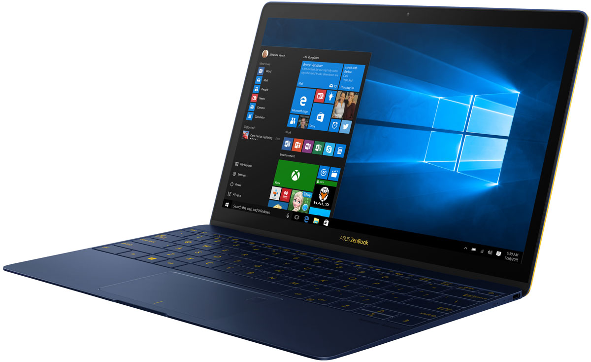 ASUS ZenBook 3 UX390UA, Royal Blue (90NB0CZ1-M04600)90NB0CZ1-M04600 ASUS ZenBook 3 UX390UA, Royal Blue (90NB0CZ1-M04600)90NB0CZ1-M04600Сказать, что ZenBook 3 - это новое поколение ZenBook, значит ничего не сказать: этот ZenBook знаменует собой новую эру мобильных вычислений. Каждая его деталь разработана с чистого листа и исполнена с особой точностью и элегантностью с целью сделать ZenBook 3 самым совершенным ZenBook в истории. Он легче, тоньше, прочнее, мощнее - и неописуемо красив. Попросту - это самый замечательный ноутбук в мире.Разработка ZenBook 3 поставила перед инженерами и технологами ASUS несколько очень серьезных вызовов. Сверхтонкий корпус толщиной 11,9 мм означал, что придется изобрести самые миниатюрные в мире шарниры для крепления крышки ноутбука - всего 3 миллиметра высотой - чтобы сохранить благородство его очертаний. Чтобы разместить полноразмерную клавиатуру, понадобилось разработать рабочую панель шириной всего 2,1 мм по краям, а мощная аудиосистема, состоящая из четырех громкоговорителей, разработана в партнерстве со специалистами по звуку компании Harman Kardon. ZenBook знаменит своим уникальным внешним видом и моментально узнается по фирменной концентрической шлифовке корпуса в стиле Дзен - отделке, требующей 32 кропотливых стадии в производстве. Но в ZenBook 3 добавлен дополнительный штрих - в результате специального двухфазного процесса анодирования края ноутбука обзавелись незабываемой золотой отделкой. В завершение нового образа утонченности добавлен золотой логотип ASUS и клавиатура снабжена золотистой - в тон - подсветкой.ZenBook всегда был образцом тонкого и легкого дизайна, но ZenBook 3 вышел на новый, недоступный ранее уровень. Использование высококлассного алюминия, применяемого в аэрокосмических конструкциях - более легкого, чем обычные сплавы для изготовления корпусов ноутбуков, но на 50% более прочного - позволило снизить массу до 910 грамм и довести толщину ноутбука до впечатляющих 11,9 мм. Чтобы сделать дисплей легким и сверхтонким, но при этом сохранить его прочность, его покрыли сверхпрочным стеклом Corning Gorilla Glass 4 толщиной всего 0,4 мм, что вдвое тоньше обычного стеклянного покрытия.В ZenBook 3 впервые представлен дисплей ноутбука, покрытый от края до края стеклом Corning Gorilla Glass 4. Рамка дисплея выполнена шириной всего 7,6 мм, что дало ZenBook 3 лидирующее в его классе соотношение площади экрана к корпусу 82%. Еще важнее, что это дает пользователю беспрепятственный обзор 12,5-дюймового Full HD экрана под любым углом (углы обзора - 178°). При великолепной цветопередаче и четкой детализации его достаточно один раз увидеть, чтобы он запомнился навсегда.Чтобы добиться максимально качественного изображения, в ZenBook 3 слились воедино эксклюзивные технологии изготовления дисплеев ASUS, оптимизированные аппаратные решения и программные компоненты, в результате обеспечив наилучший из всех возможных результат. Широкая цветовая гамма (72% NTSC) и характерный для телевизоров контраст 1000:1 гарантируют живые, максимально приближенные к жизни цвета, а технология ASUS Splendid дополнительно подстраивает параметры дисплея для точной цветопередачи и автоматически оптимизирует настройки для каждого типа сюжетов. Технология ASUS Tru2life Video отвечает за попиксельную оптимизацию каждого кадра в реальном времени, обеспечивая на 200% лучший контраст и четкость изображения, чем у обычных дисплеев.Перед инженерами ASUS стояла почти невыполнимая задача при выборе компонентов для ZenBook 3. Разработка сверхтонкого ноутбука с беспрецедентной производительностью преподнесла немало сюрпризов и вызовов, но инженеры с честью справились с поставленной задачей. В результате получился невероятно мощный ноутбук на основе процессора Intel Core i5 последнего поколения, оснащенный 8 ГБ оперативной памяти LPDDR3, работающей на частоте 2133 МГц, сверхбыстрым SSD с интерфейсом PCIe Gen 3 объемом 512 ГБ и новейшим портом USB Type-C, к которому можно подключать даже внешний дисплей. Поэтому, нет нужды беспокоиться, какие задачи будут по силам для ZenBook 3, а какие - нет: он может справиться практически с любой из них.Основная проблема быстрых, но тонких ноутбуков лежит в простейшей физике. Чтобы предотвратить чрезмерный нагрев корпуса, теплый воздух изнутри нужно отводить в окружающую среду как можно быстрее. При установке в ZenBook 3 мощного процессора Intel Core i5 инженерам пришлось изобрести совершенно новую систему охлаждения, использующую самые современные достижения в разработке компонентов, таких, например, как крыльчатка вентилятора из жидкокристаллического полимера толщиной 0,3 мм, или тепловая трубка из медного сплава с толщиной стенки всего 0,1 мм. Эта инновационная система охлаждения толщиной едва 3 мм отводит теплый воздух через скрытые в шарнире воздуховоды наружу, оставаясь эффективной и безмятежно тихой даже под продолжительной полной нагрузкой.Ноутбук, настолько красивый и мощный, как ZenBook 3, заслуживает не менее чем целого дня работы от одного заряда батареи. Поэтому, чтобы достичь впечатляющей автономности в 9 часов, была разработана специальная высокоемкая литий-полимерная батарея емкостью 40 ватт-часов и с формой, точно вписывающейся в невероятно тонкий корпус. Вдобавок, технология быстрой зарядки позволяет зарядить эту батарею до уровня 60% ее емкости всего за 49 минут.Мы живем в беспроводном мире, и ZenBook 3 полностью готов к тому, чтобы использовать наилучшие из доступных коммуникаций, в любом месте. Он оснащен новейшим энергосберегающим интерфейсом Bluetooth 4.1, а также двухдиапазонным модулем Wi-Fi стандарта 802.11ac, более надежным и втрое более быстрым по сравнению с предыдущим поколением 802.11n. С помощью эксклюзивного ПО от ASUS возможно создание персонального облака данных для быстрого, безопасного и удобного доступа ко всем пользовательским файлам, где бы они ни хранились - на ZenBook 3, на мобильных устройствах или в облачном хранилище.Клавиатура для лучшего ультрапортативного ноутбука - деталь не последняя, и для ZenBook 3 ее понадобилось разрабатывать с нуля. Полноразмерная клавиатура с подсветкой располагается от края до края корпуса, рамка с обеих сторон составляет всего 2,1 мм, а шаг клавиш (расстояние между центрами клавиш) - 19,8 мм, такое же, как на большинстве настольных клавиатур. Несмотря на то, что клавиатура стала предельно тонкой - фактически на 28% тоньше, чем в предыдущем поколении - ход клавиш в ней составляет впечатляющие 0,8 мм, практически вдвое больше, чем у большинства тонких ноутбуков на рынке. Тачпад ZenBook 3 обеспечивает максимальную точность и комфорт. Он покрыт стеклом ради более гладкого движения, снабжен защитой от ложных срабатываний, а также поддерживает технологию распознавания жестов Smart Gestures и рукописных букв.Доступ к ZenBook 3 нельзя придумать проще и безопаснее. Со встроенным в тачпад сканером отпечатка пальца и функцией Windows Hello, больше нет необходимости набирать пароль каждый раз для входа в систему - достаточно просто коснуться сканера пальцем.Чтобы создать непревзойденную звуковую подсистему ZenBook 3, свои силы объединили команда ASUS Golden Ear и специалисты аудиофильского направления Harman Kardon. Результат их совместной работы - аудиотехнология ASUS SonicMaster. Массив из четырех отдельных высококачественных громкоговорителей запитан от специального четырехканального усилителя и воспроизводит настоящий объемный звук, создающий у слушателя неискаженную реальную аудиокартину кинематографического качества. Настолько впечатляющего звука у ноутбуков еще не встречалось.Подключение внешних устройств и периферии не может быть проще или быстрее, благодаря тому, что ZenBook 3 оборудован новейшим портом USB Type-C. Он поддерживает подключение дисплеев, с подачей питания и передачей данных через один разъем, который, к тому же, можно включать любой стороной. При помощи универсальной док-станции USB-C Universal Dock (в комплект не входит) к ZenBook 3 можно подключить все устройства в доме или в офисе. На ней размещены все порты, которые только могут понадобиться, включая кард-ридер для SD-карт, LAN, VGA, HDMI, USB 3.0 и порт USB Type-C.Точные характеристики зависят от модификации.Ноутбук сертифицирован EAC и имеет русифицированную клавиатуру и Руководство пользователя.