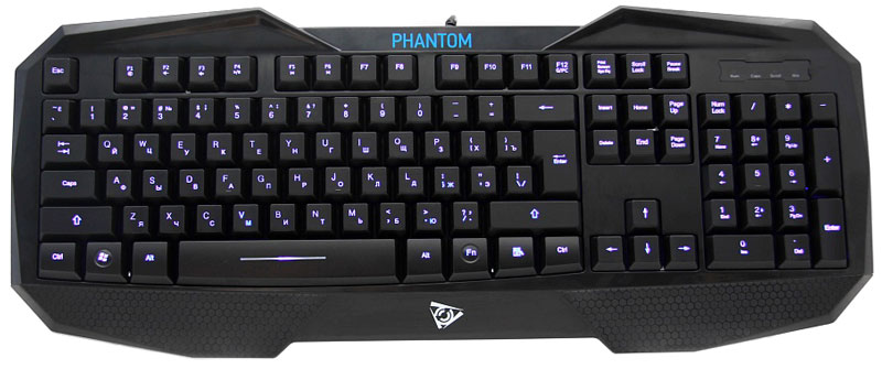 Qcyber Phantom, Black игровая клавиатураQC-03-004DV01 Qcyber Phantom, Black игровая клавиатураQC-03-004DV01Qcyber Phantom – игровая мембранная клавиатура для тех, кто ценит минимализм и компактность. Стандартный набор из 104 надежных клавиш с комфортным ходом и привычным расположением подойдет как для игр различного жанра, так и для общения в чатах и на форумах. Если вы ищете простую, удобную игровую клавиатуру без лишних наворотов - вот она!Каждая кнопка клавиатуры Qcyber Phantom имеет ровную подсветку синего цвета. Символы на клавишах подсвечиваются полностью, не оставляя возможности ошибкам, когда требуется мгновенно выполнить нужную команду. Подсвечиваются символы русской и английской раскладки, а значит, с этой клавиатурой удобно не только играть, но и общаться.Некстати оказавшийся под рукой стакан воды отправил на свалку очередную клавиатуру. Знакомо? Тогда не раздумывайте над выбором новой. Этой клавиатуре нипочем пролитая жидкость. Просто дайте ей высохнуть в горизонтальном положении, если залили водой, и она снова будет работать безотказно.Qcyber Phantom – отличный вариант для тех, кто ищет бюджетную игровую клавиатуру. Эргономичность, агрессивный дизайн, четкая подсветка плюс водонепроницаемость – согласитесь, неплохой набор качеств за весьма скромную плату. Прибавьте к этому внушительный срок службы переключателей, рассчитанных минимум на 10000000 нажатий. Выбор очевиден!