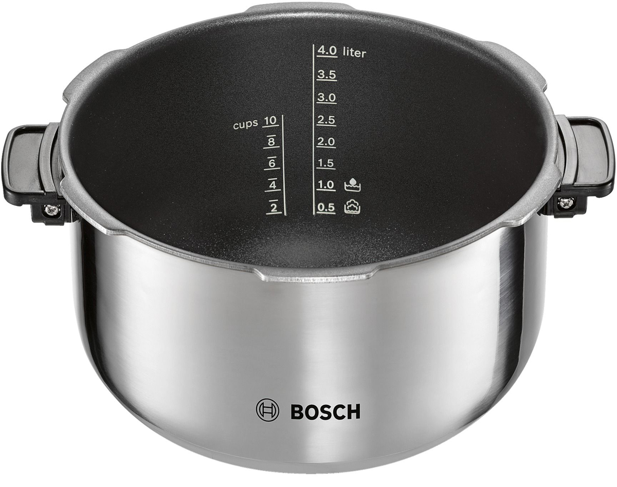 Bosch MAZ8BI чаша для мультиваркиMAZ8BI Bosch MAZ8BI чаша для мультиваркиMAZ8BIBosch MAZ8BI - дополнительная чаша для мультиварки объемом 5 л (полезный объем 4 л), которая позволяет приготовить различные блюда без добавления масла или жира. Чаша имеет прочные стенки с тефлоновым покрытием и предназначена для мультиварок с индукционным нагревом и функцией работы под давлением. Для вашего удобства внутри чаши предусмотрена мерная шкала. В комплект входит прозрачная крышка для практичного хранения в холодильнике. Чашу можно мыть в посудомоечной машине.